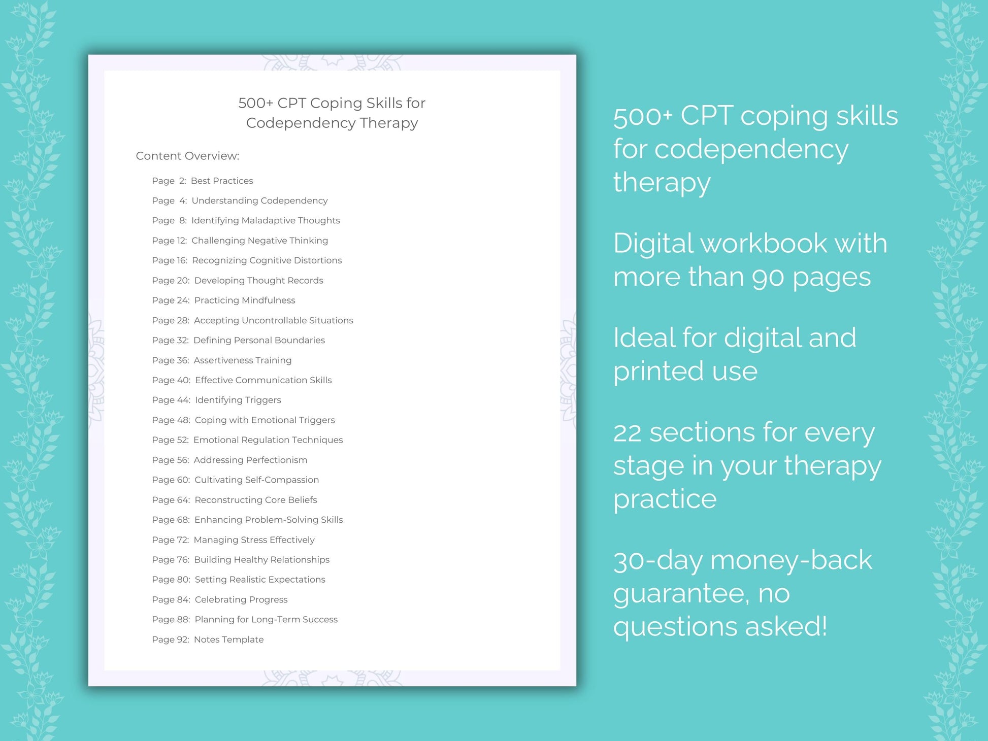 Codependency Cognitive Processing Therapy (CPT) Therapist Worksheets