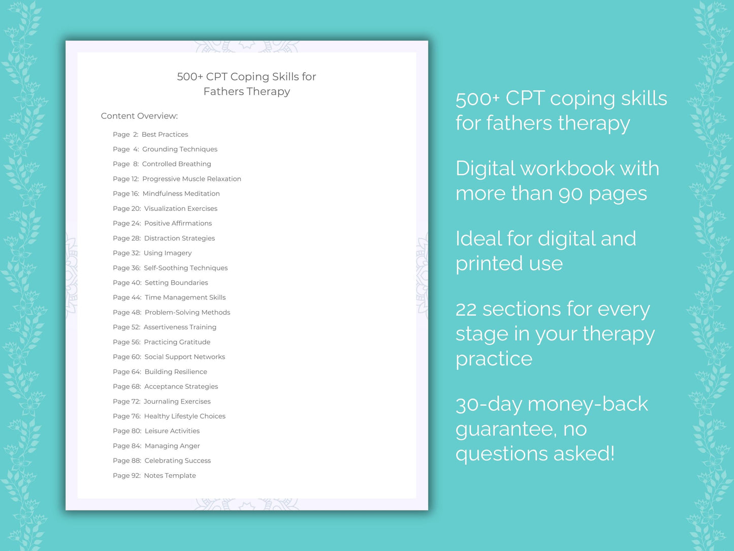Fathers Cognitive Processing Therapy (CPT) Therapist Worksheets
