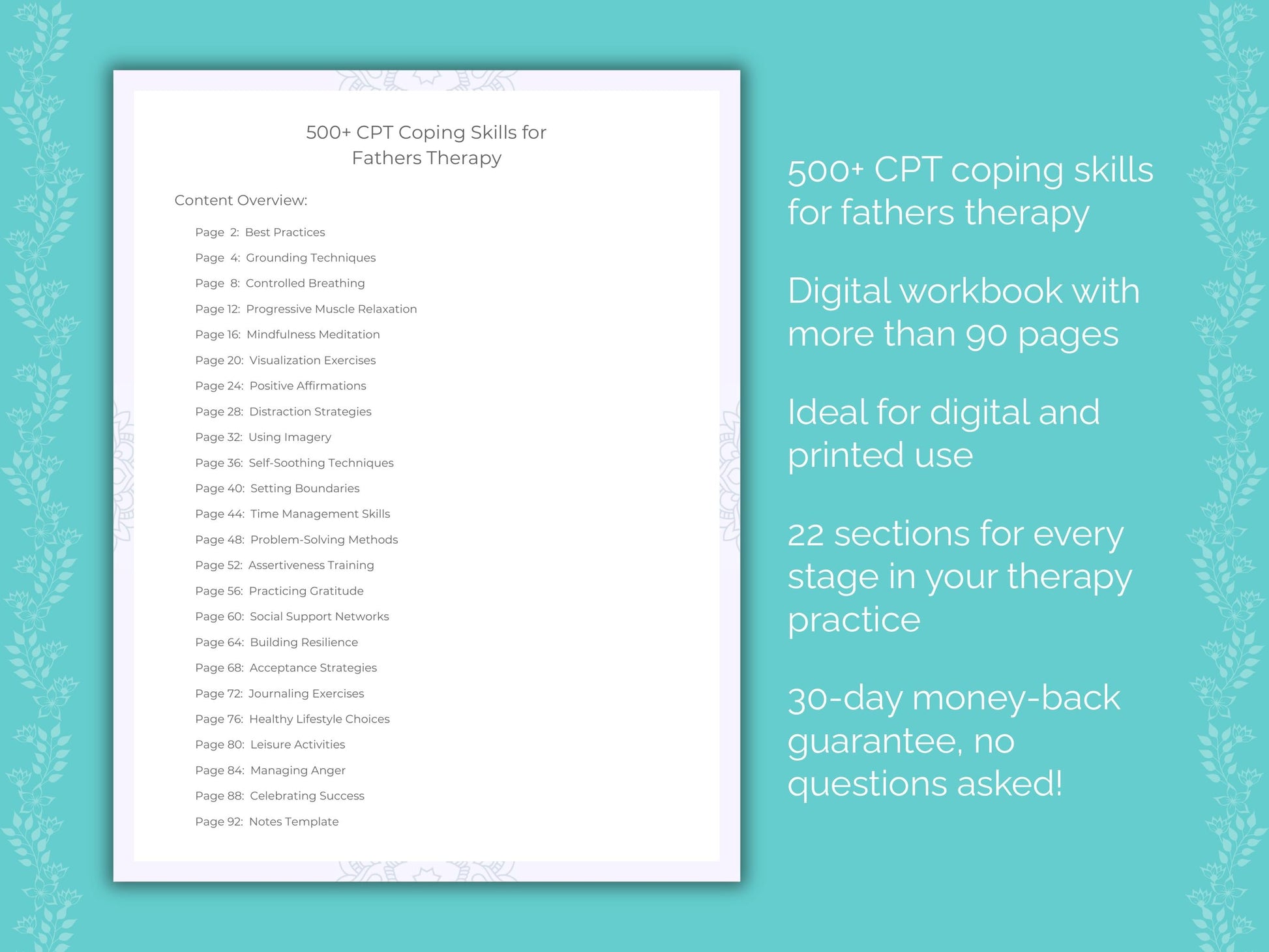 Fathers Cognitive Processing Therapy (CPT) Therapist Worksheets