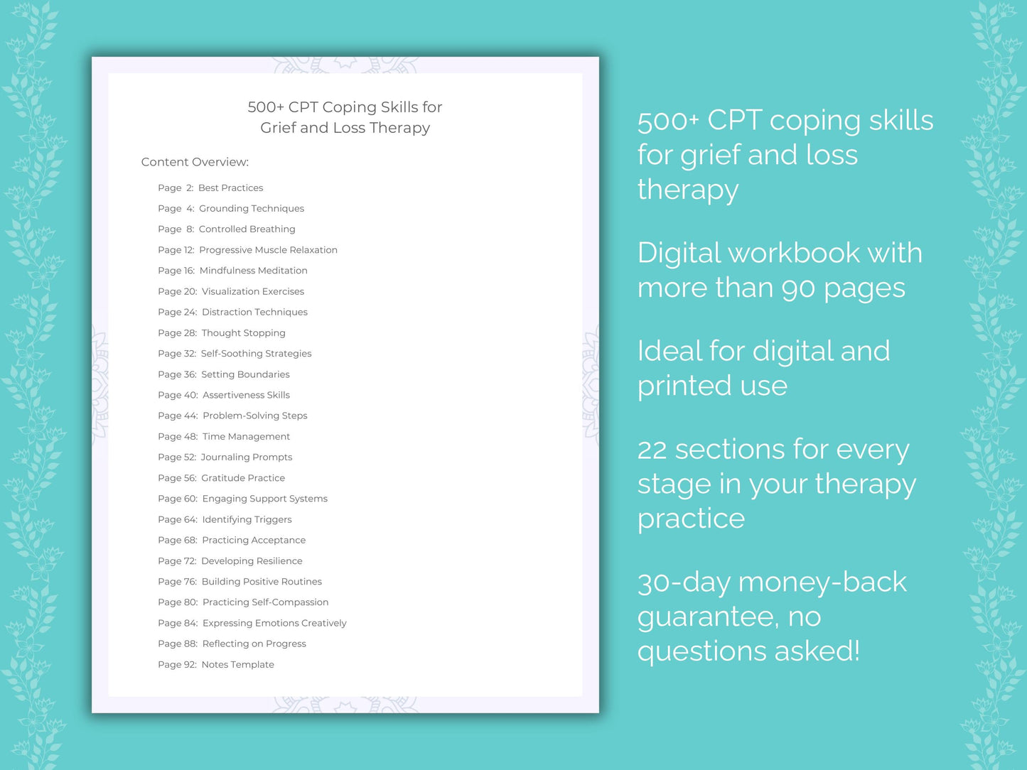 Grief and Loss Cognitive Processing Therapy (CPT) Therapist Worksheets