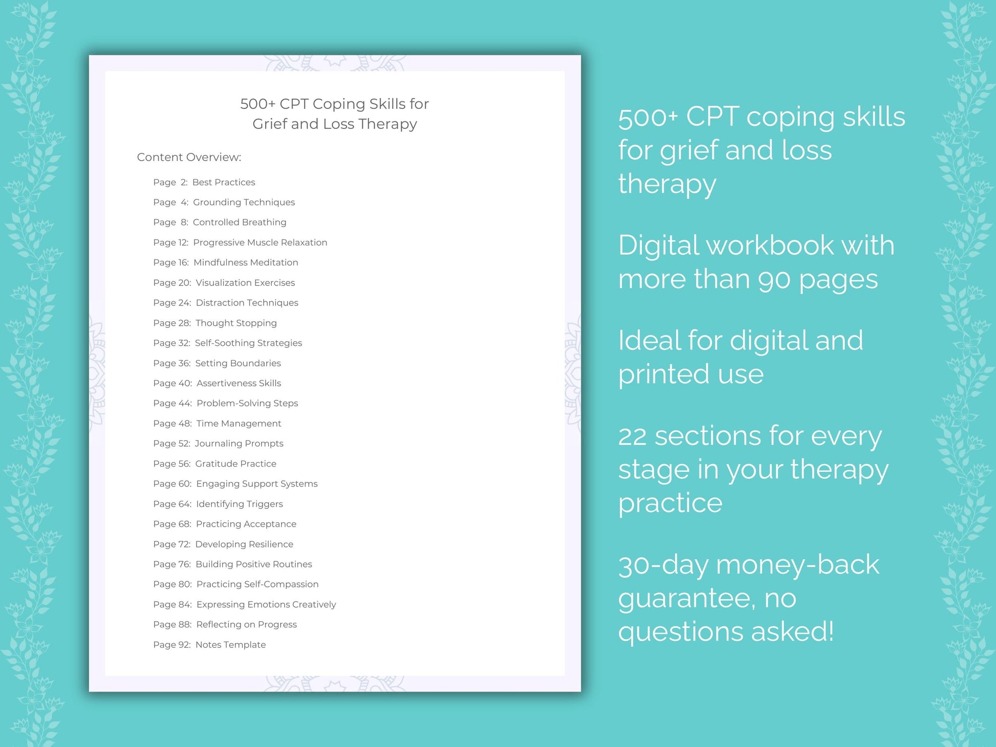 Grief and Loss Cognitive Processing Therapy (CPT) Therapist Worksheets