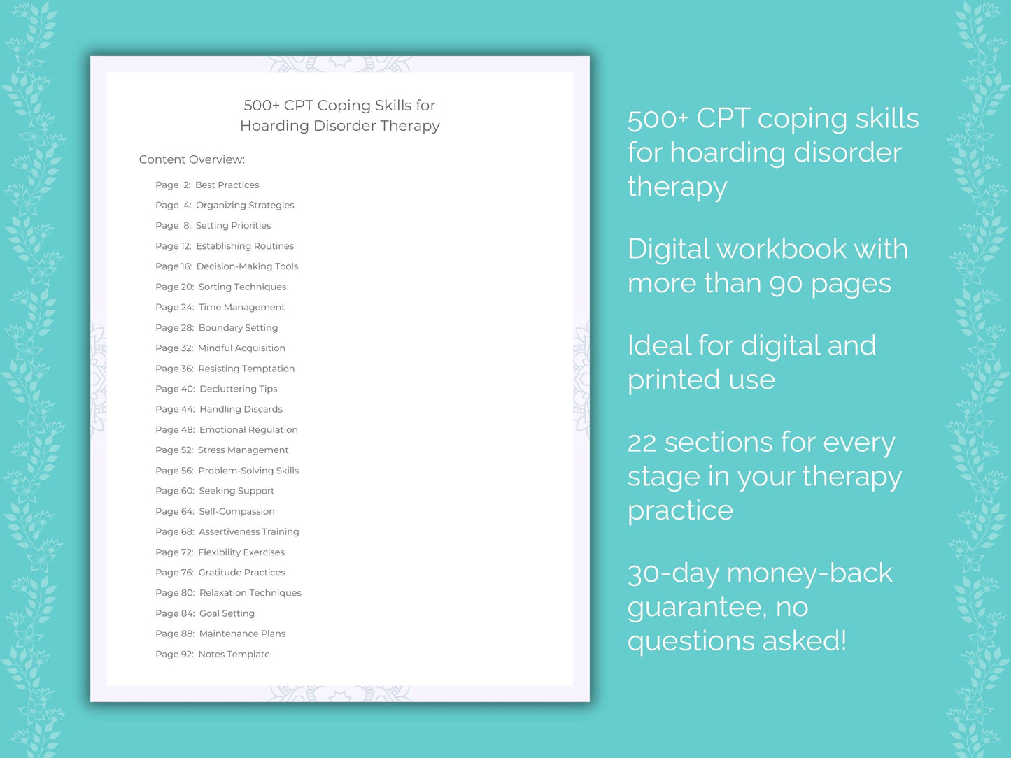 Hoarding Disorder Cognitive Processing Therapy (CPT) Therapist Worksheets