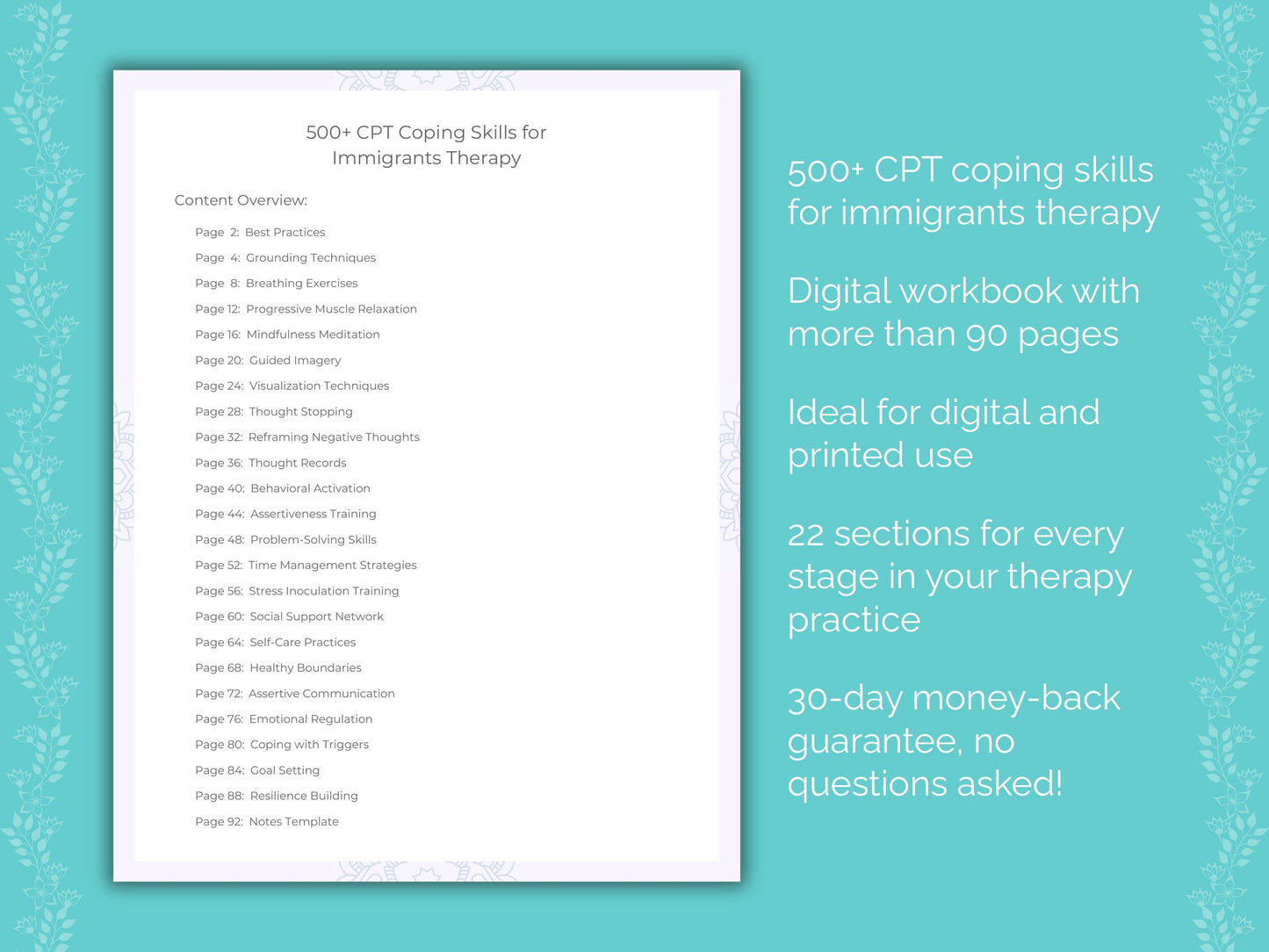 Immigrants Cognitive Processing Therapy (CPT) Therapist Worksheets