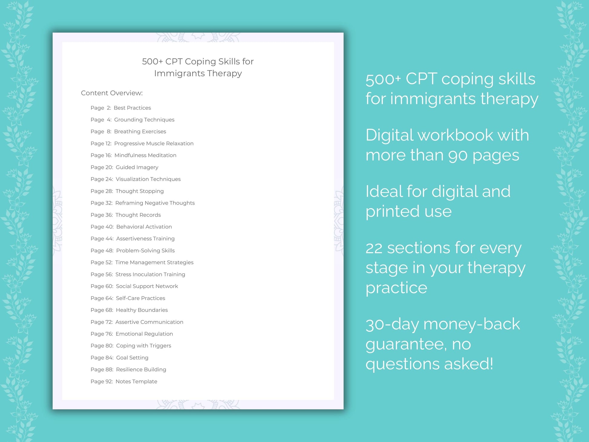 Immigrants Cognitive Processing Therapy (CPT) Therapist Worksheets