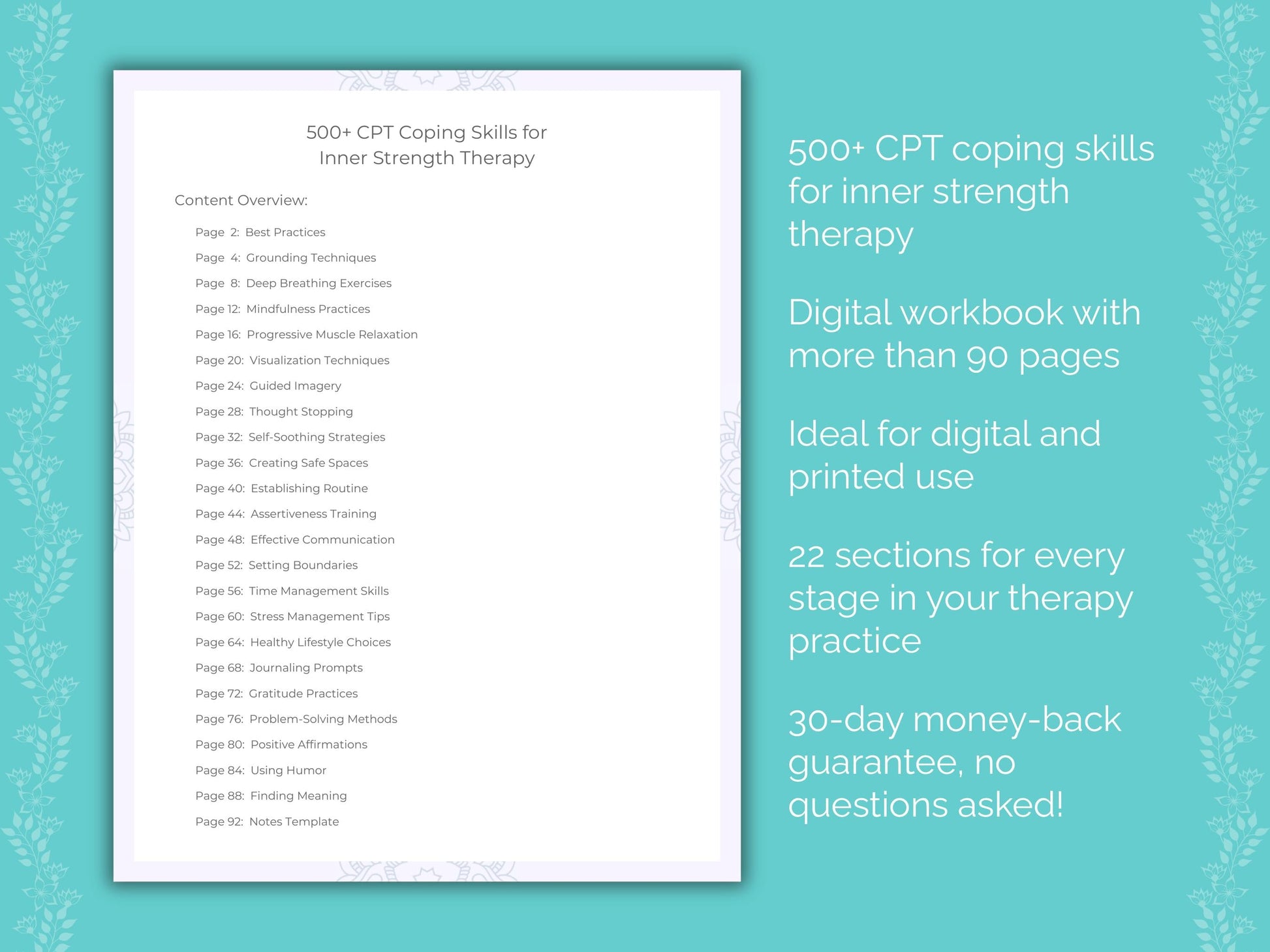 Inner Strength Cognitive Processing Therapy (CPT) Therapist Worksheets