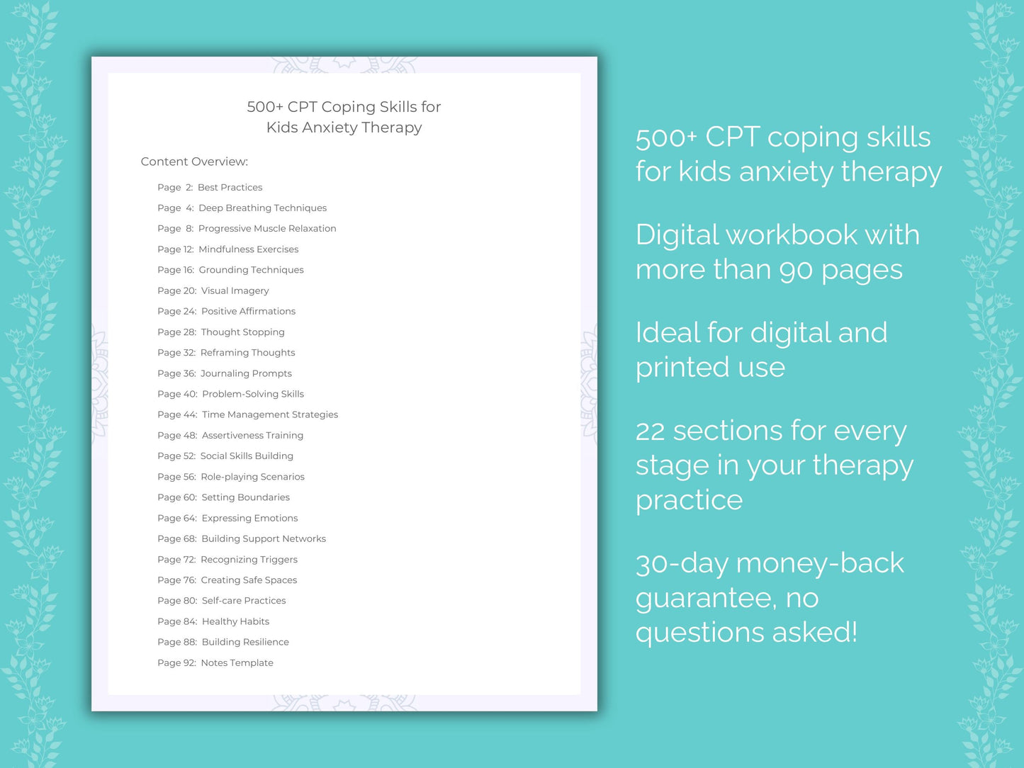 Kids Anxiety Cognitive Processing Therapy (CPT) Therapist Worksheets