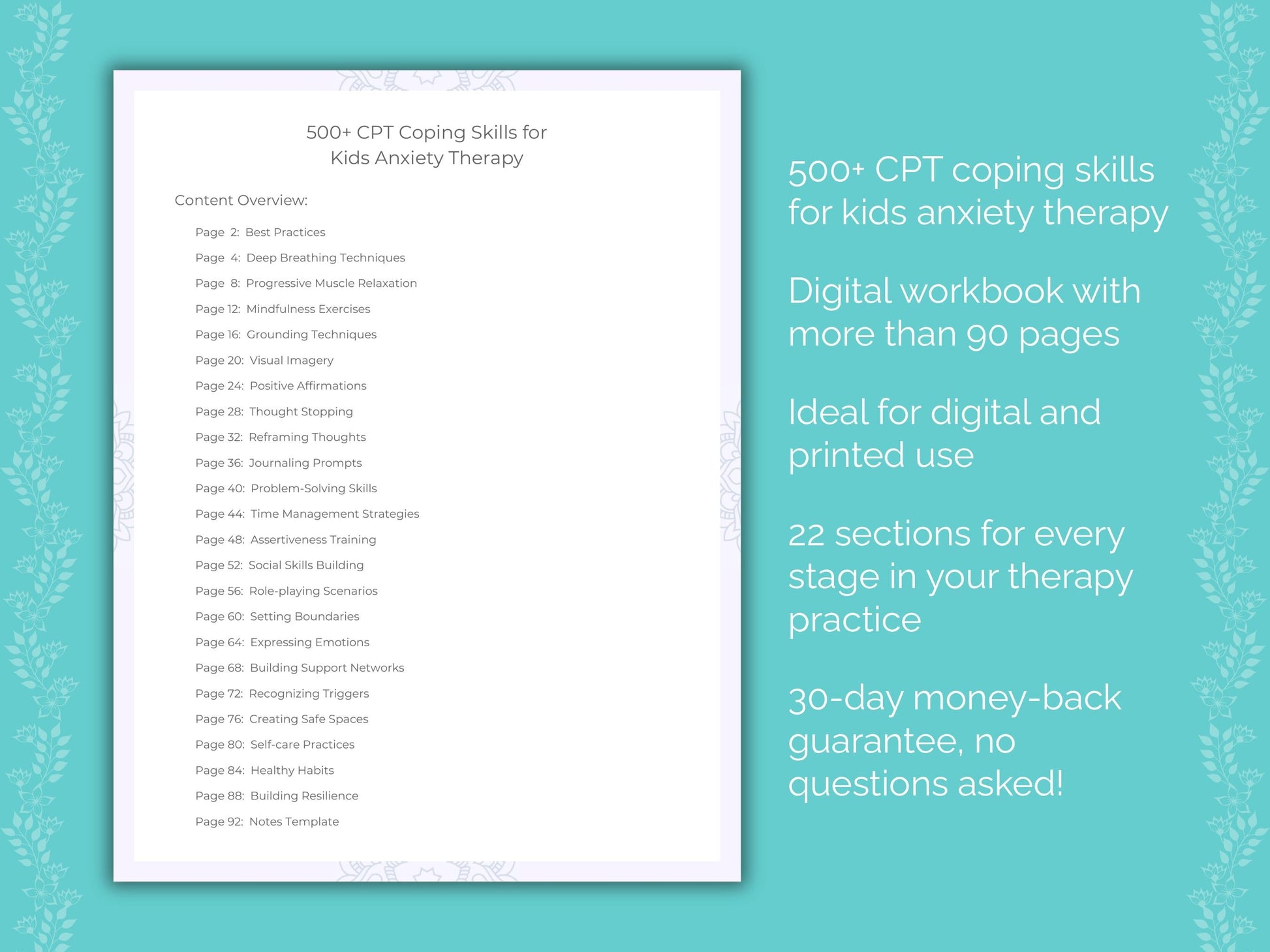 Kids Anxiety Cognitive Processing Therapy (CPT) Therapist Worksheets