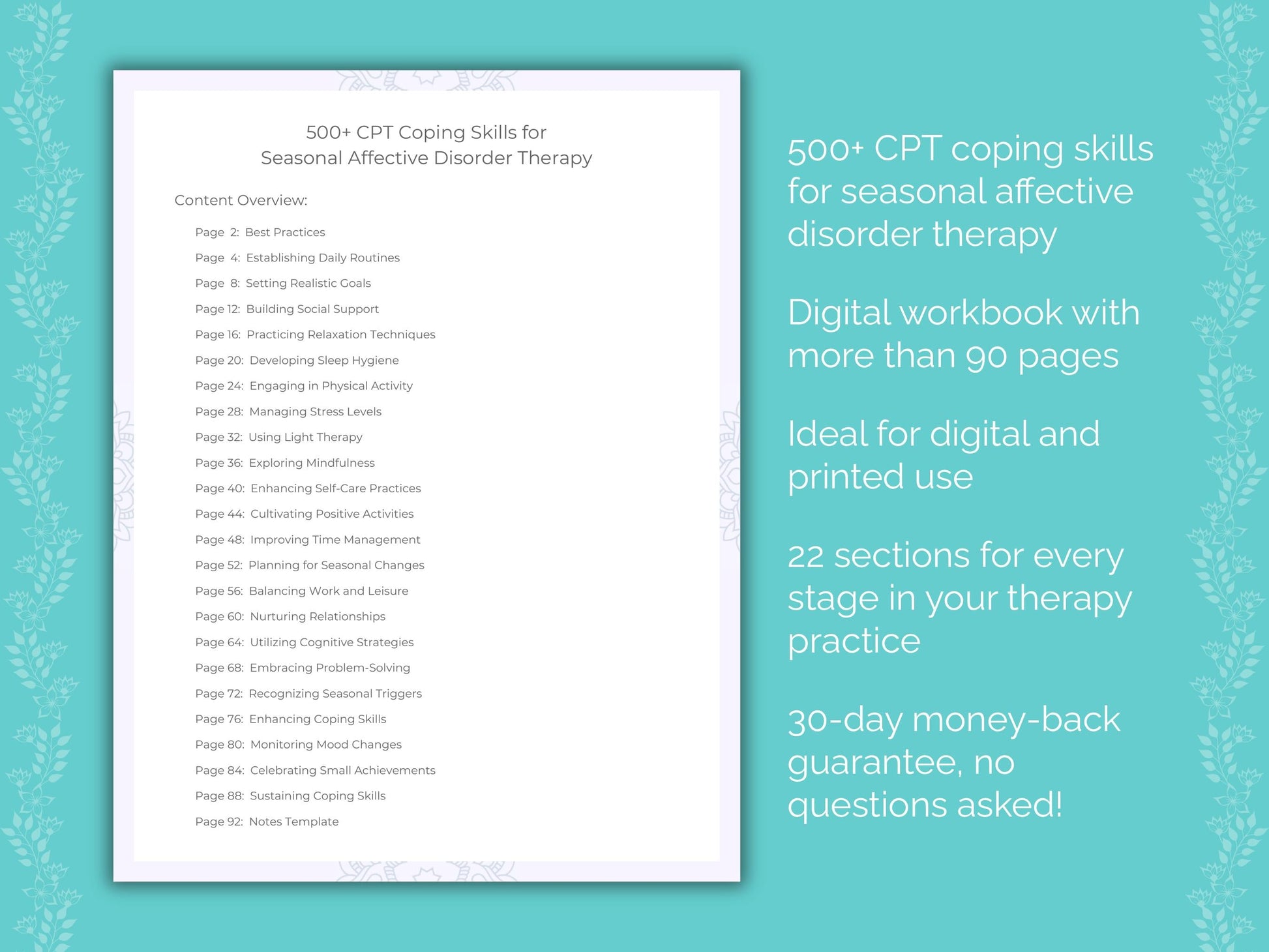 Seasonal Affective Disorder Cognitive Processing Therapy (CPT) Therapist Worksheets