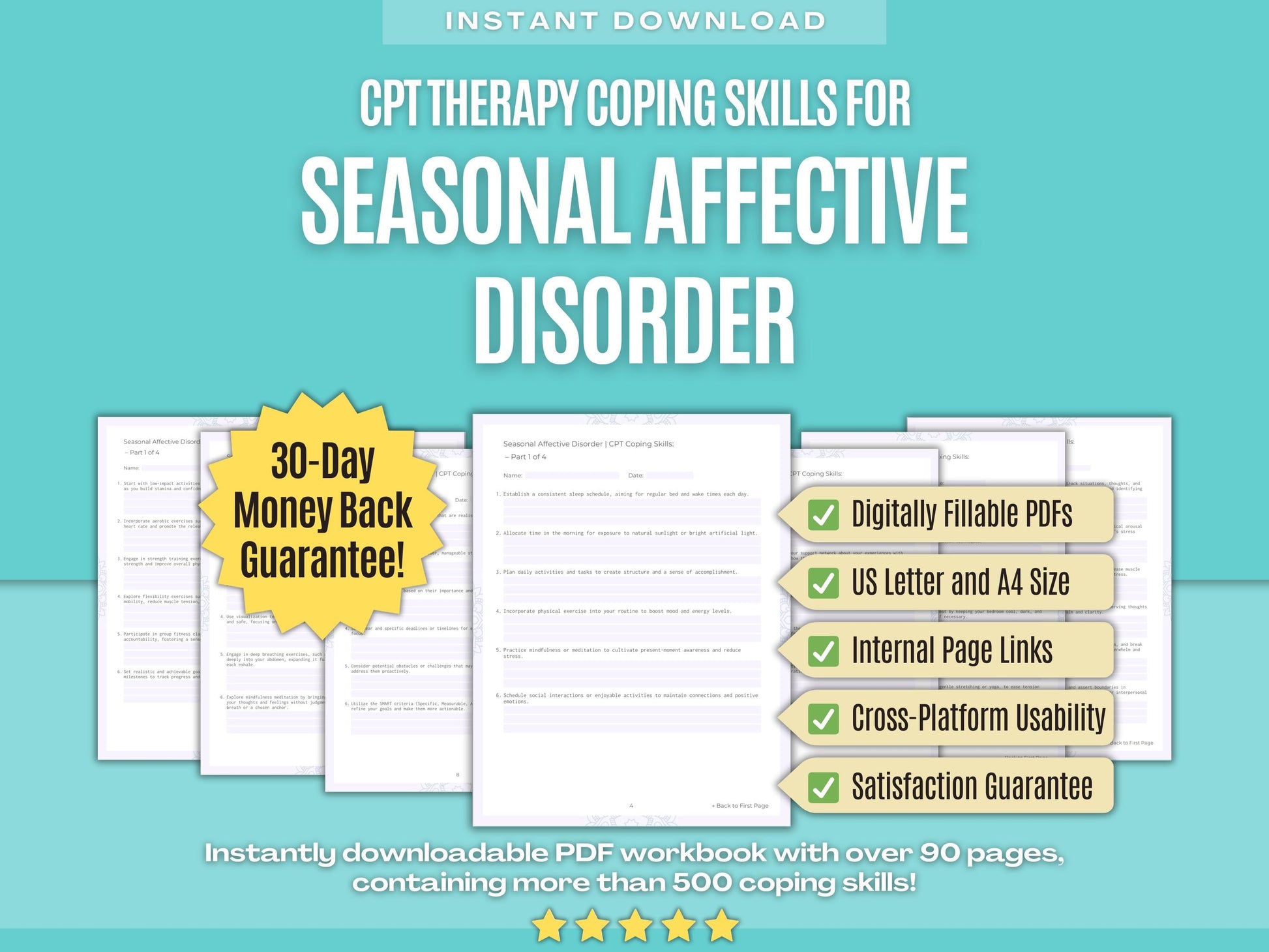 Seasonal Affective Disorder Cognitive Processing Therapy (CPT) Psychology Workbooks