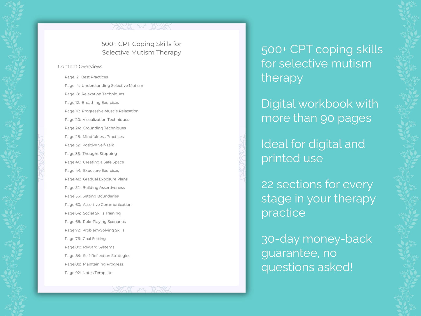 Selective Mutism Cognitive Processing Therapy (CPT) Therapist Worksheets