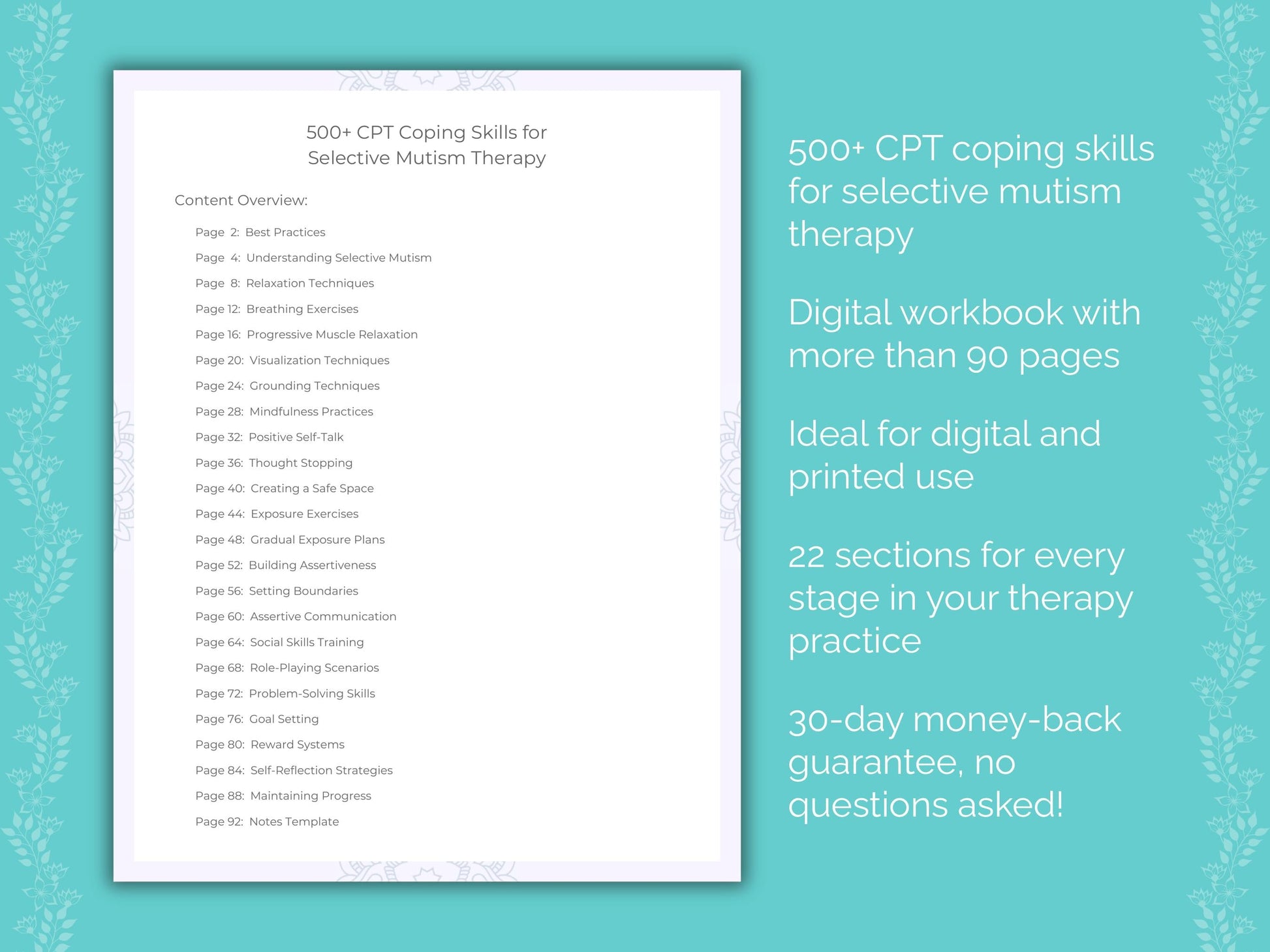Selective Mutism Cognitive Processing Therapy (CPT) Therapist Worksheets