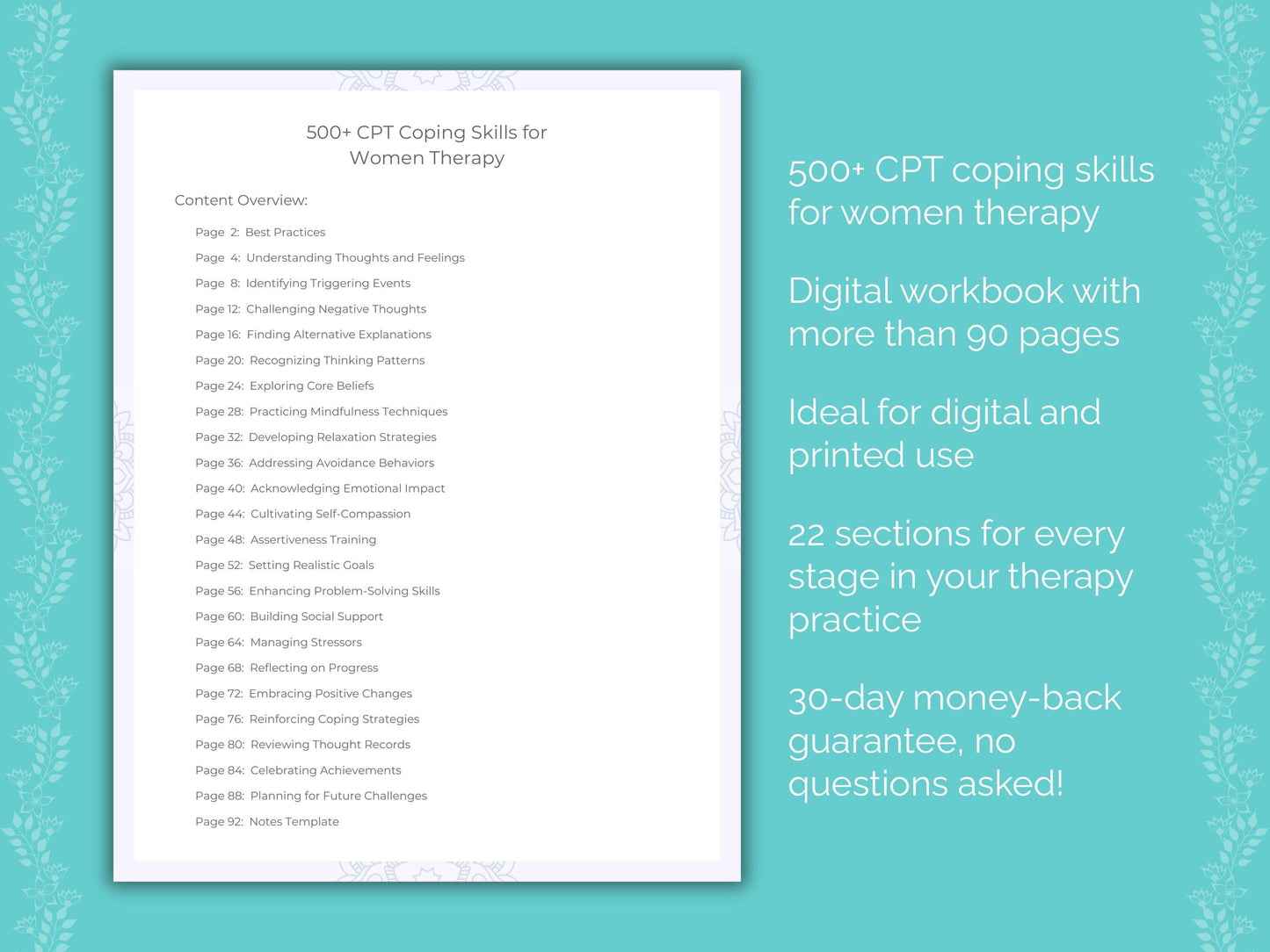 Women Cognitive Processing Therapy (CPT) Therapist Worksheets