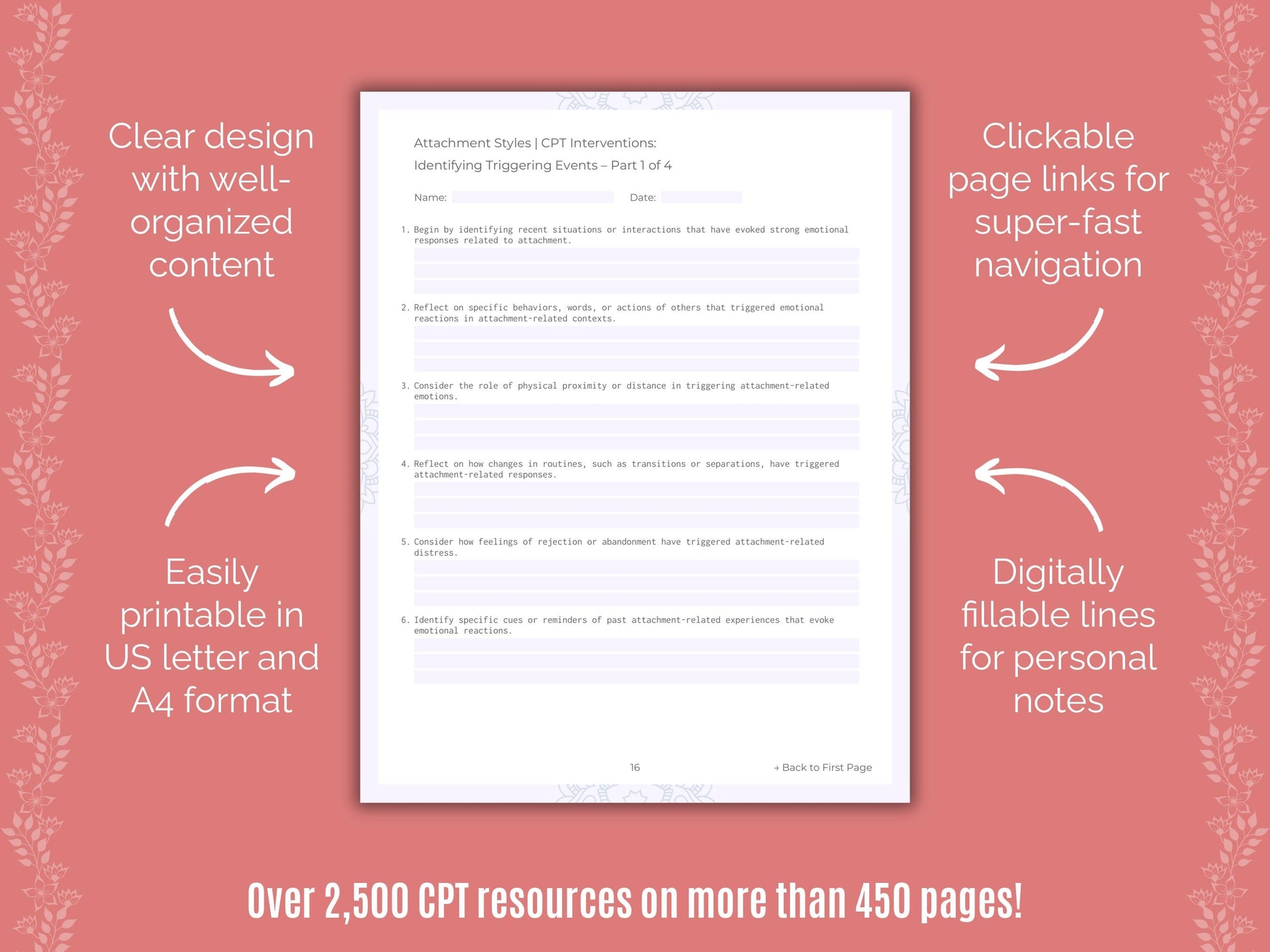 Attachment Styles Cognitive Processing Therapy (CPT) Counseling Templates