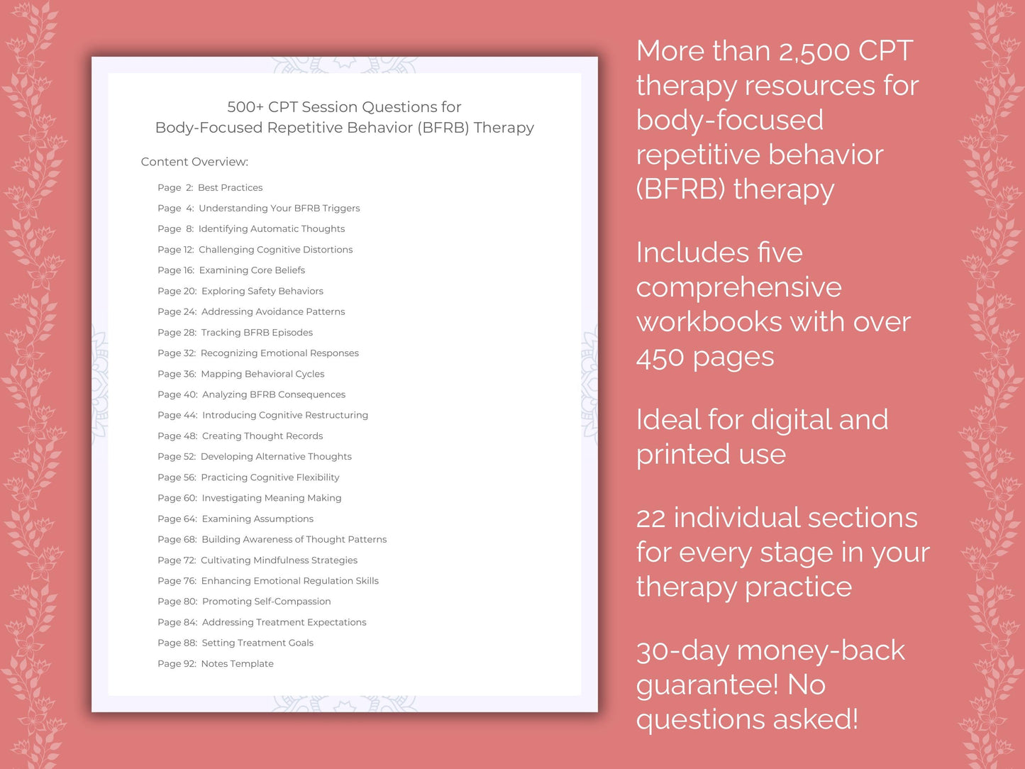 Body-Focused Repetitive Behavior (BFRB) Cognitive Processing Therapy (CPT) Therapist Worksheets