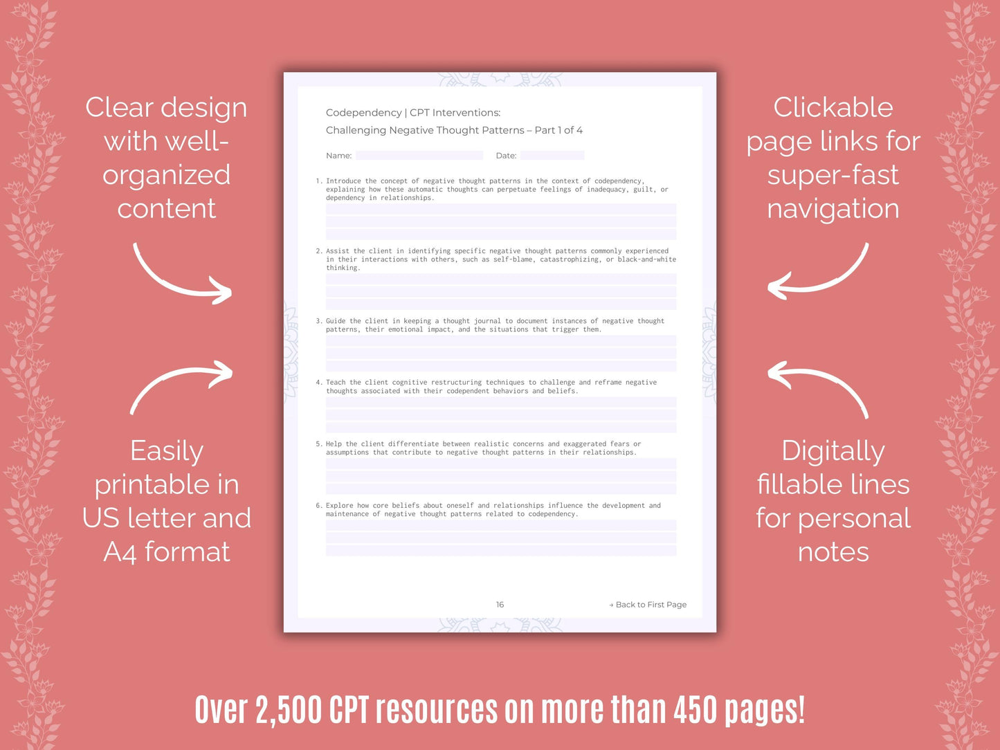 Codependency Cognitive Processing Therapy (CPT) Counseling Templates