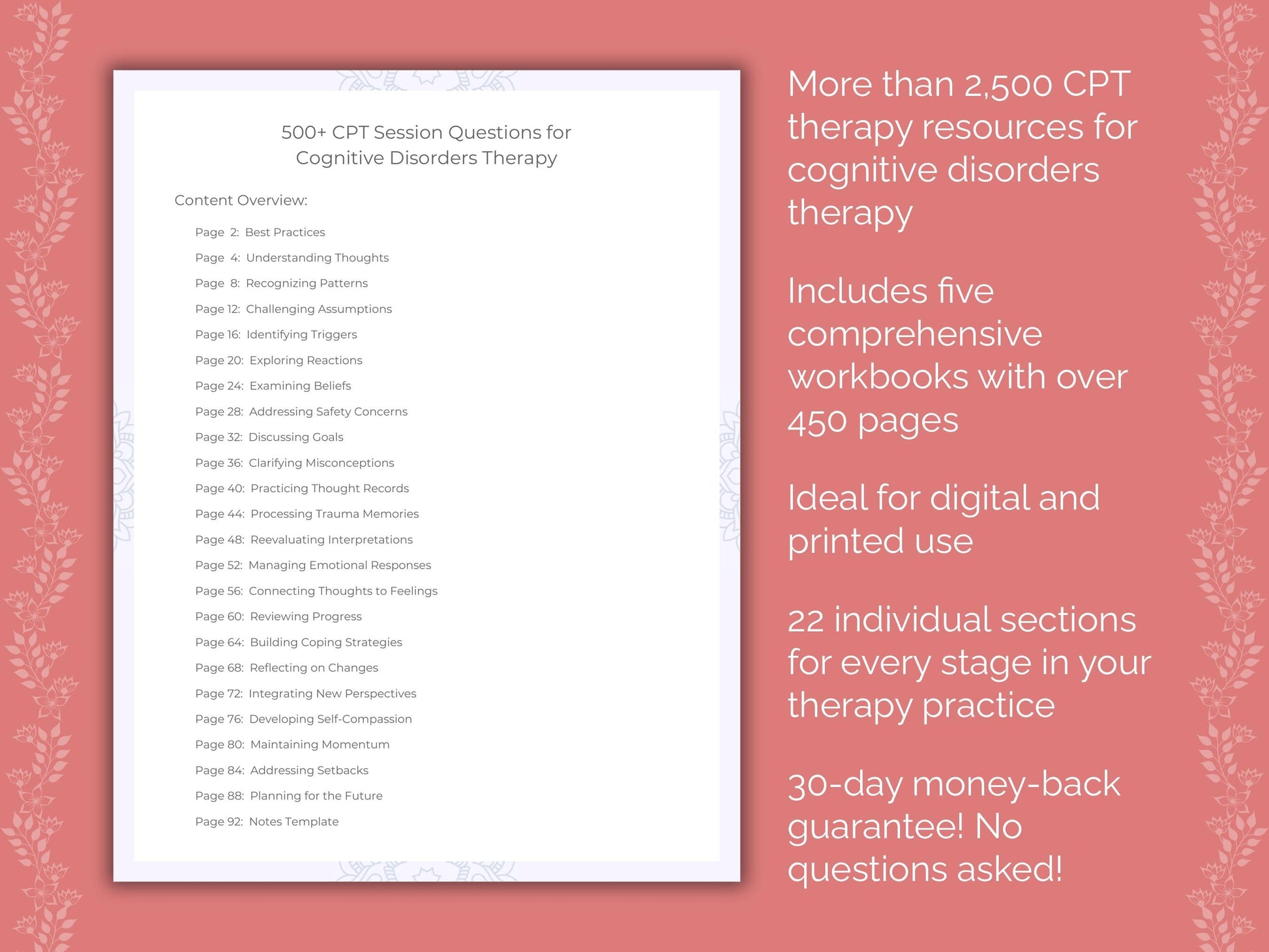 Cognitive Disorders Cognitive Processing Therapy (CPT) Therapist Worksheets