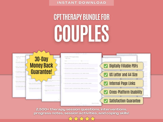 Couples Cognitive Processing Therapy (CPT) Psychology Workbooks
