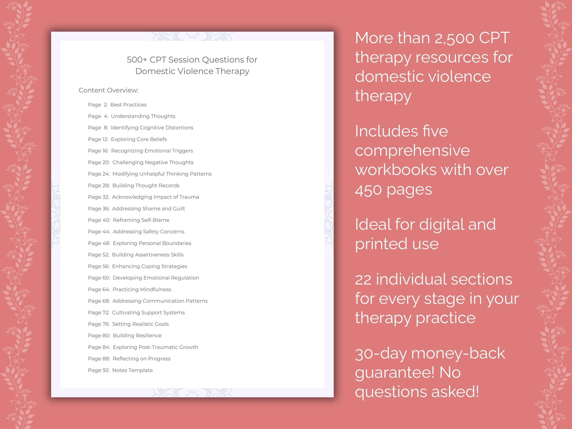 Domestic Violence Cognitive Processing Therapy (CPT) Therapist Worksheets
