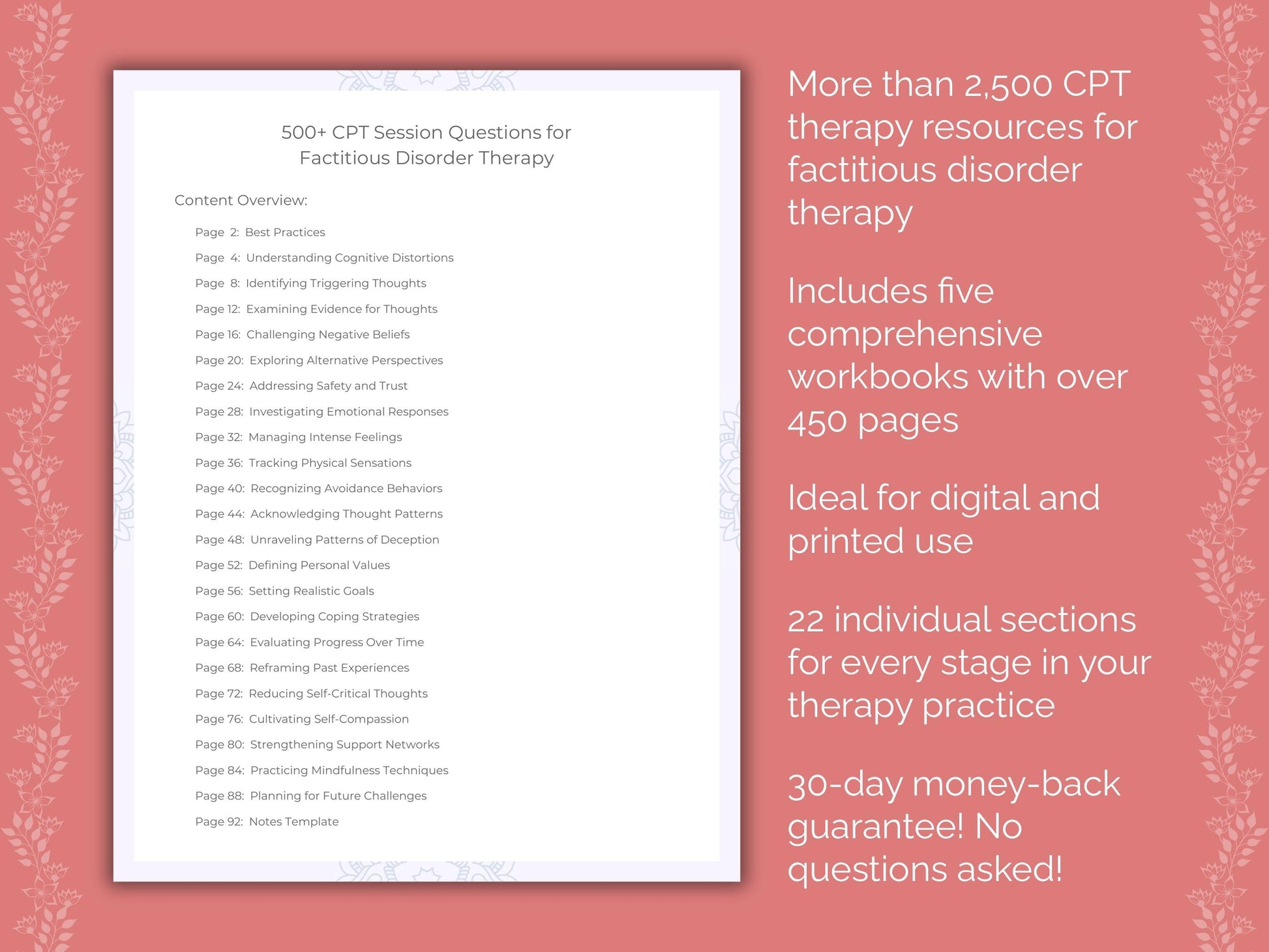 Factitious Disorder Cognitive Processing Therapy (CPT) Therapist Worksheets