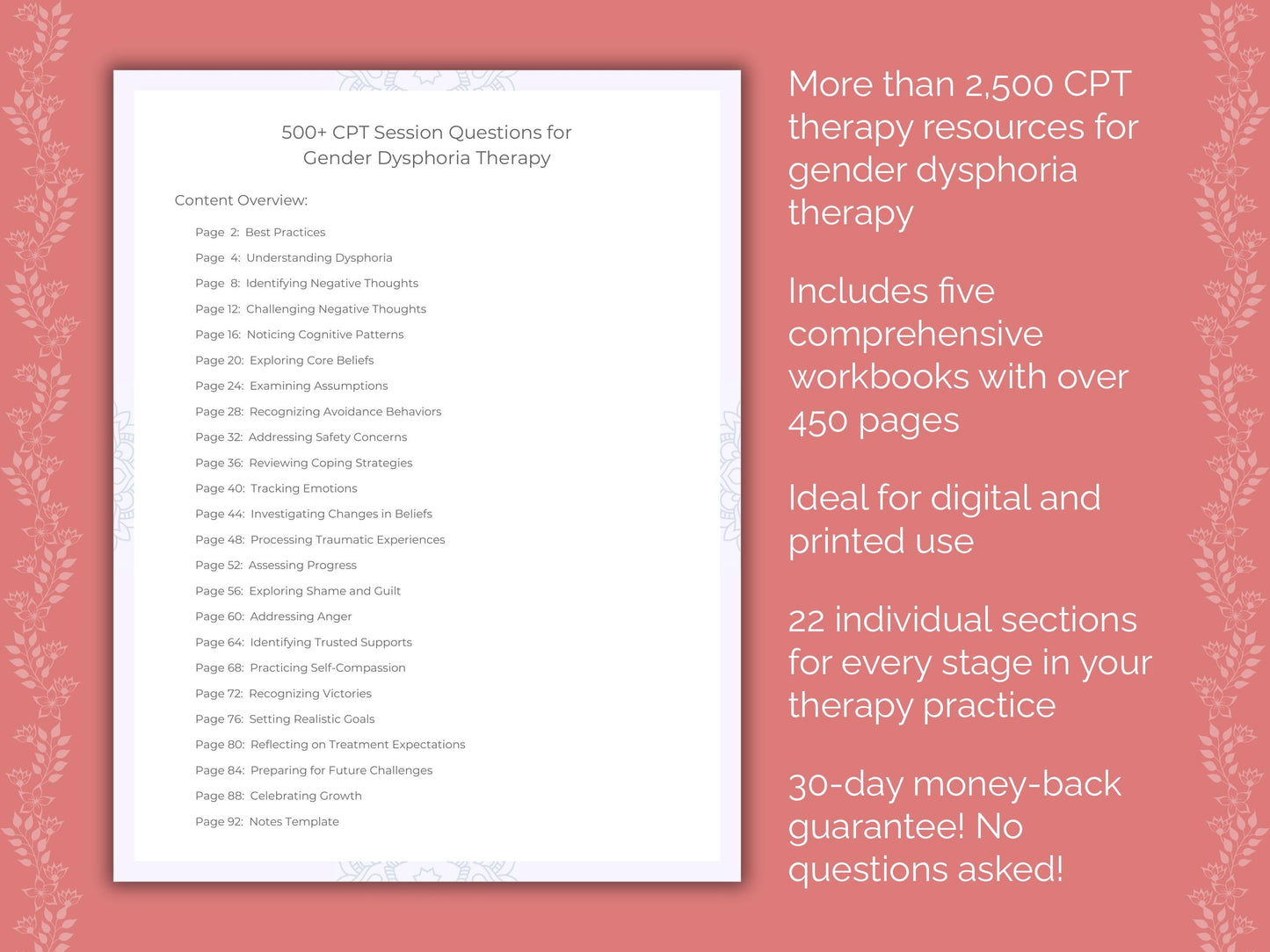 Gender Dysphoria Cognitive Processing Therapy (CPT) Therapist Worksheets