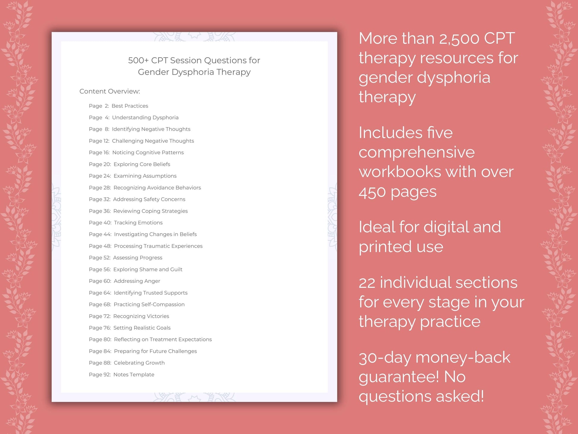 Gender Dysphoria Cognitive Processing Therapy (CPT) Therapist Worksheets