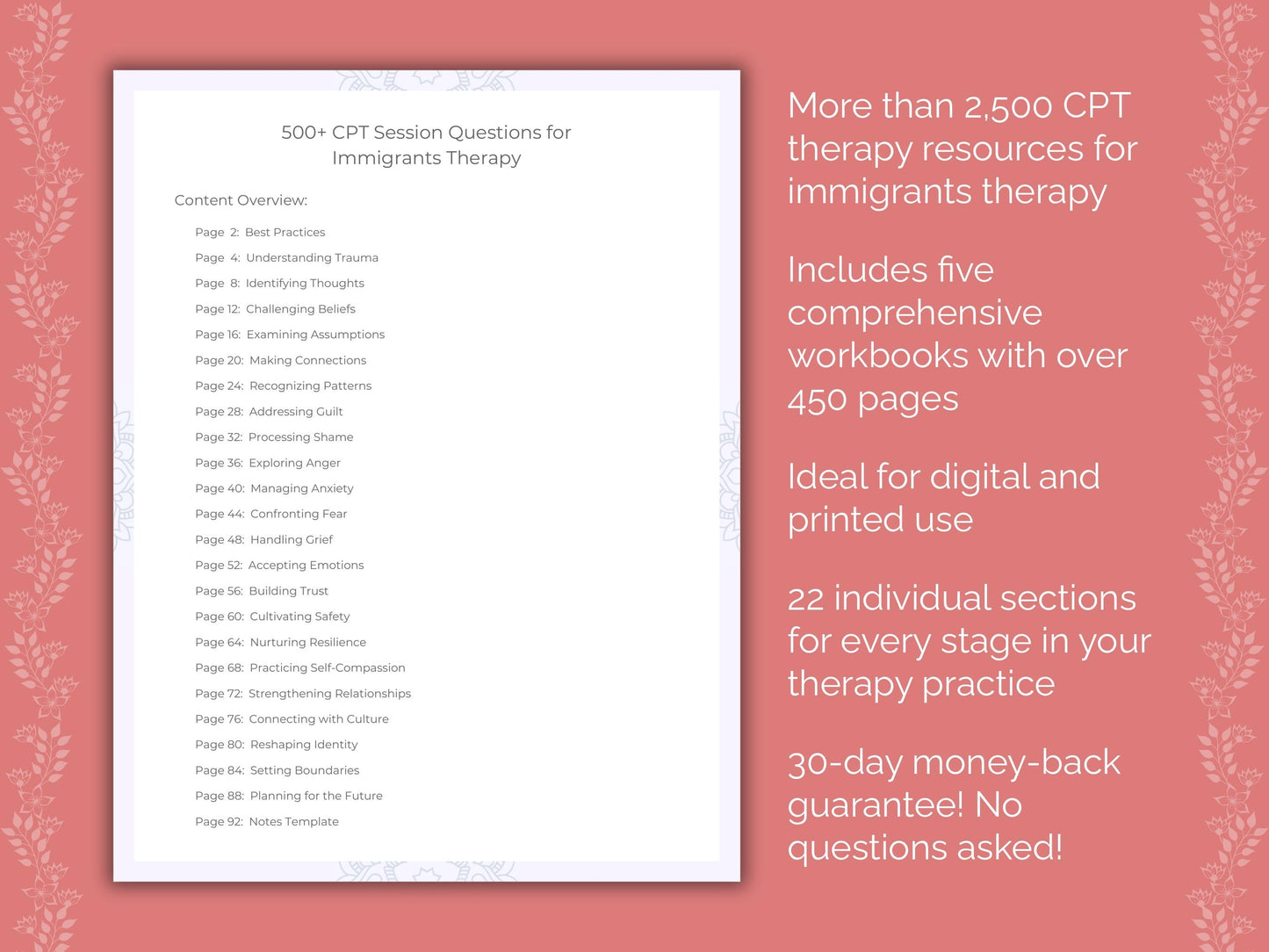 Immigrants Cognitive Processing Therapy (CPT) Therapist Worksheets