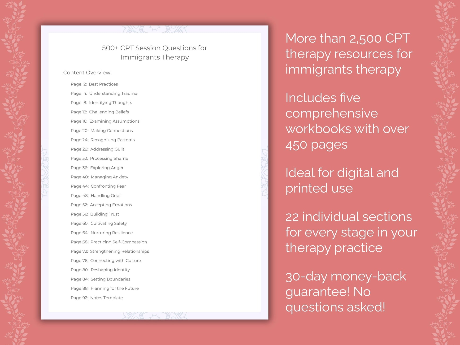 Immigrants Cognitive Processing Therapy (CPT) Therapist Worksheets