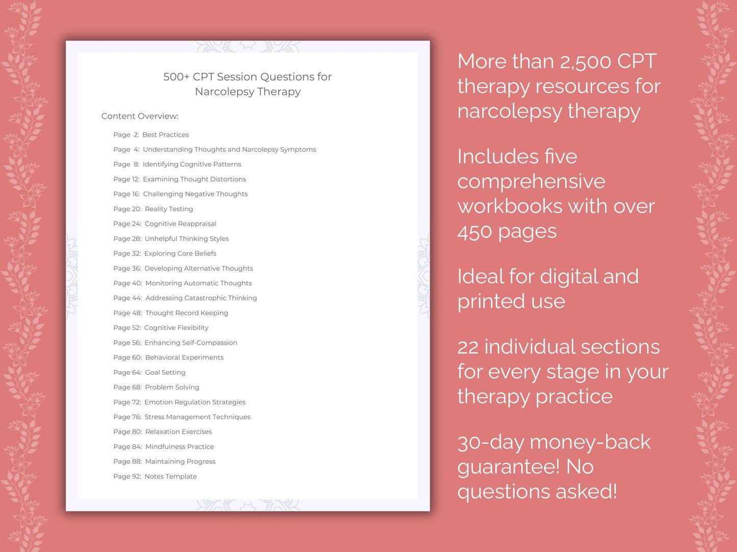 Narcolepsy Cognitive Processing Therapy (CPT) Therapist Worksheets
