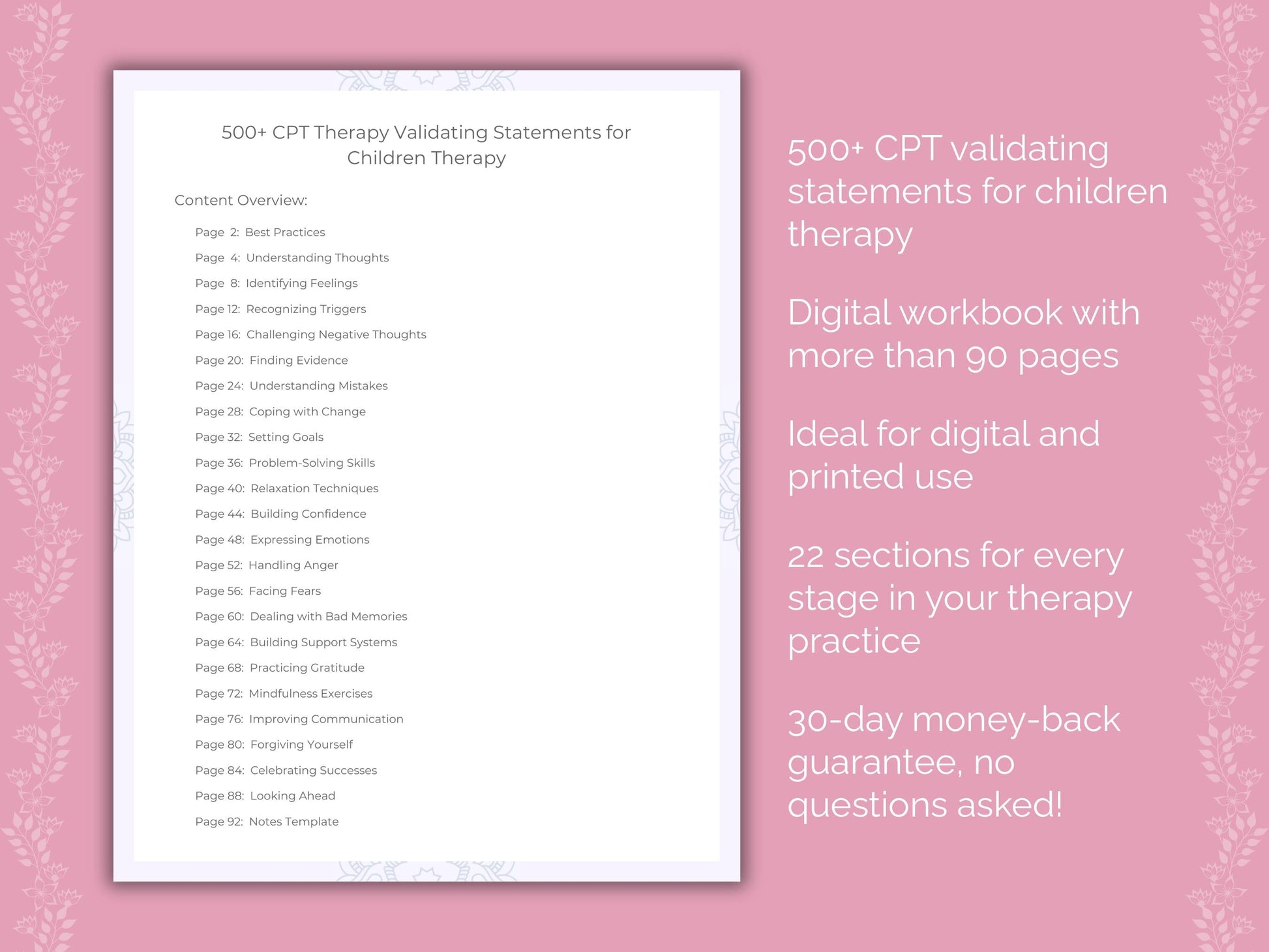 Children Cognitive Processing Therapy (CPT) Therapist Worksheets