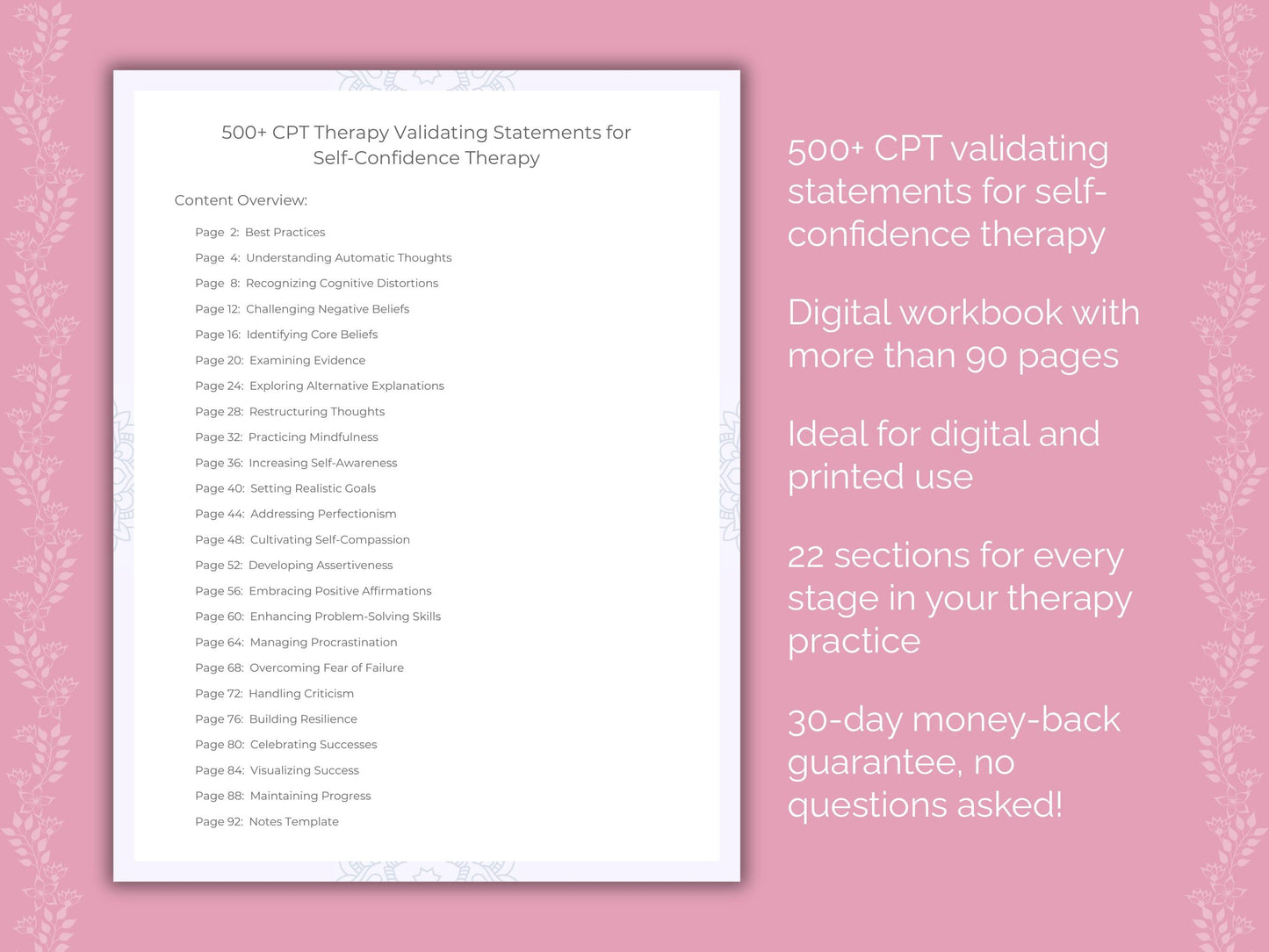 Self-Confidence Cognitive Processing Therapy (CPT) Therapist Worksheets