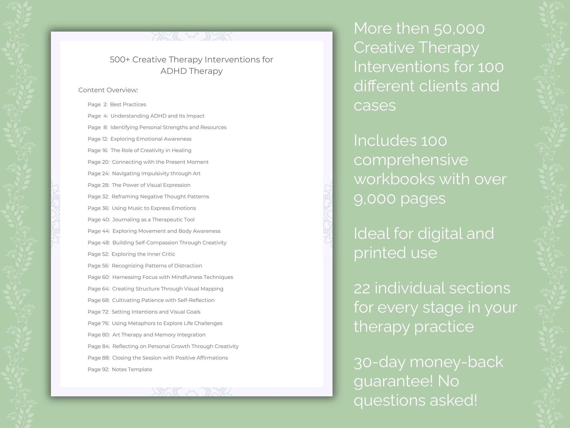 Creative Therapy Interventions Counseling Templates