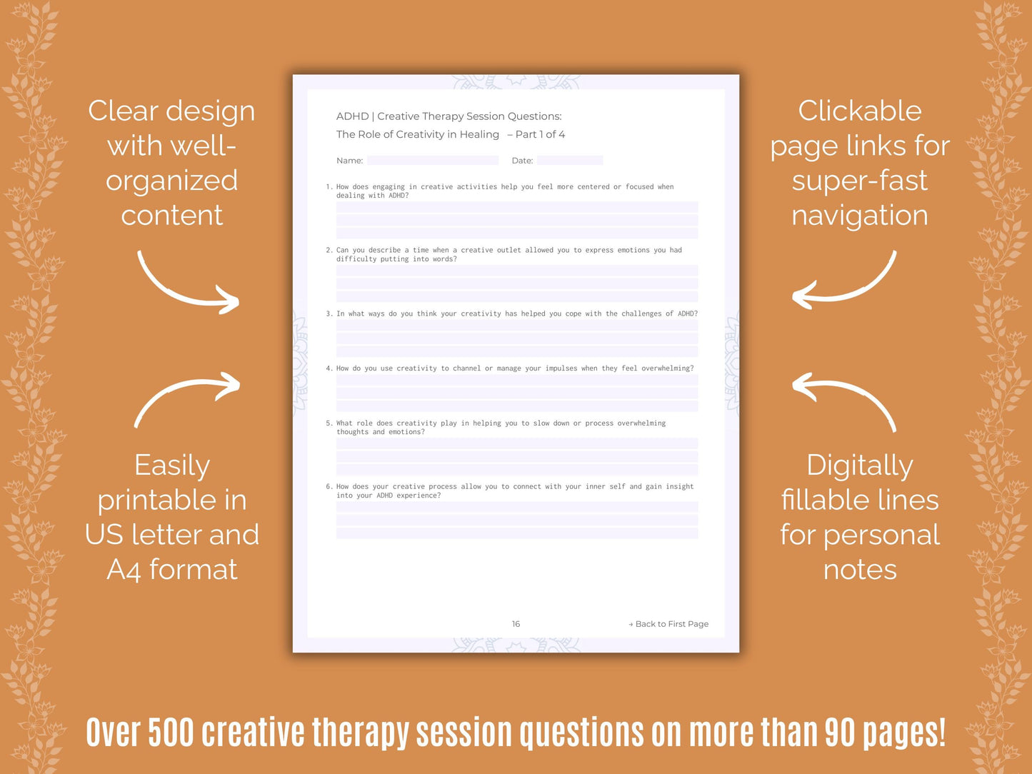 ADHD Creative Therapy Counseling Templates
