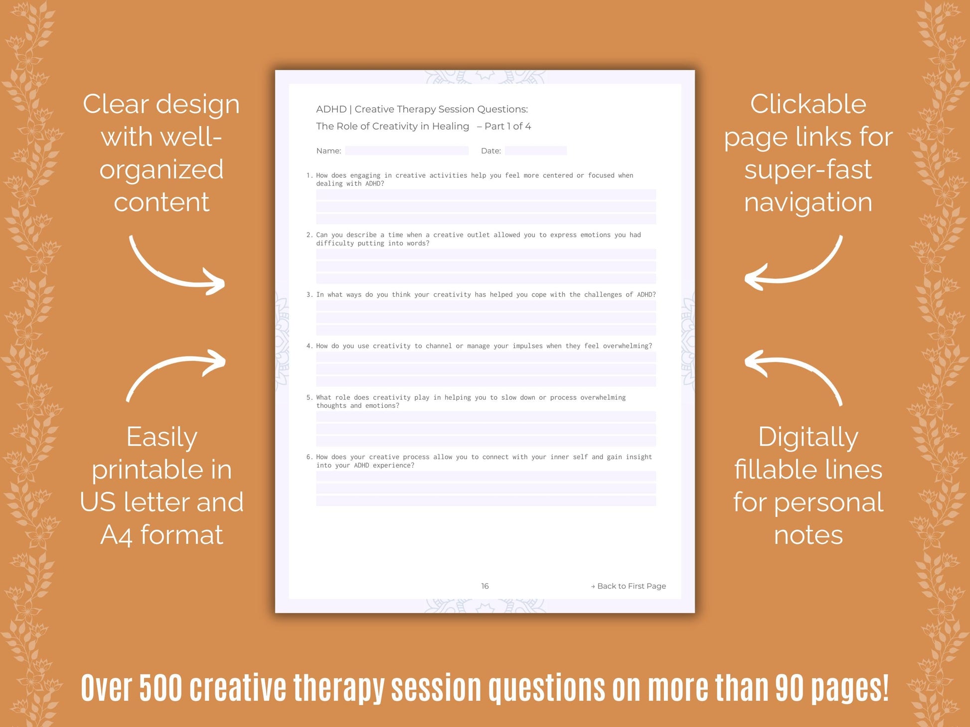 ADHD Creative Therapy Counseling Templates