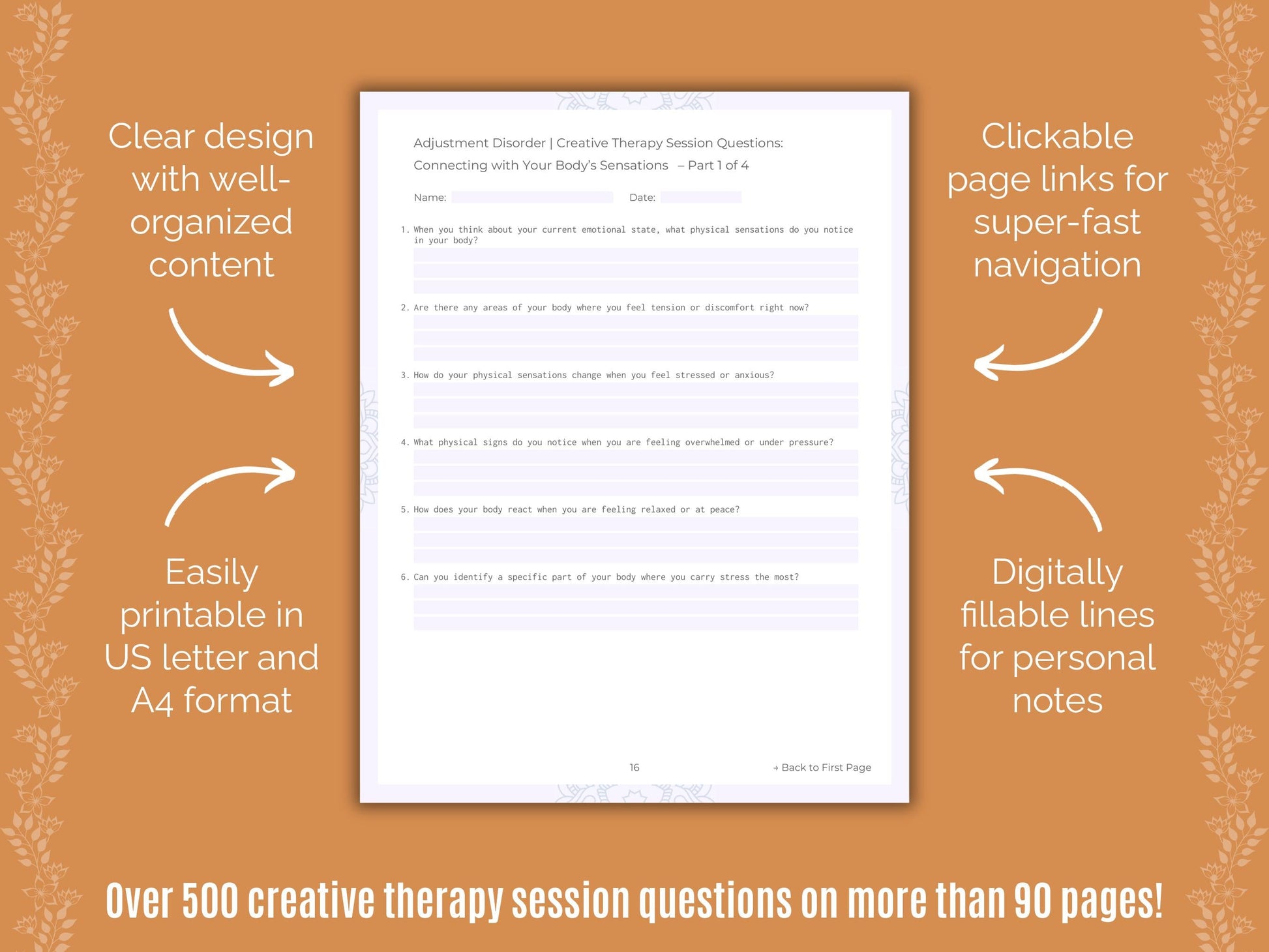 Adjustment Disorder Creative Therapy Counseling Templates