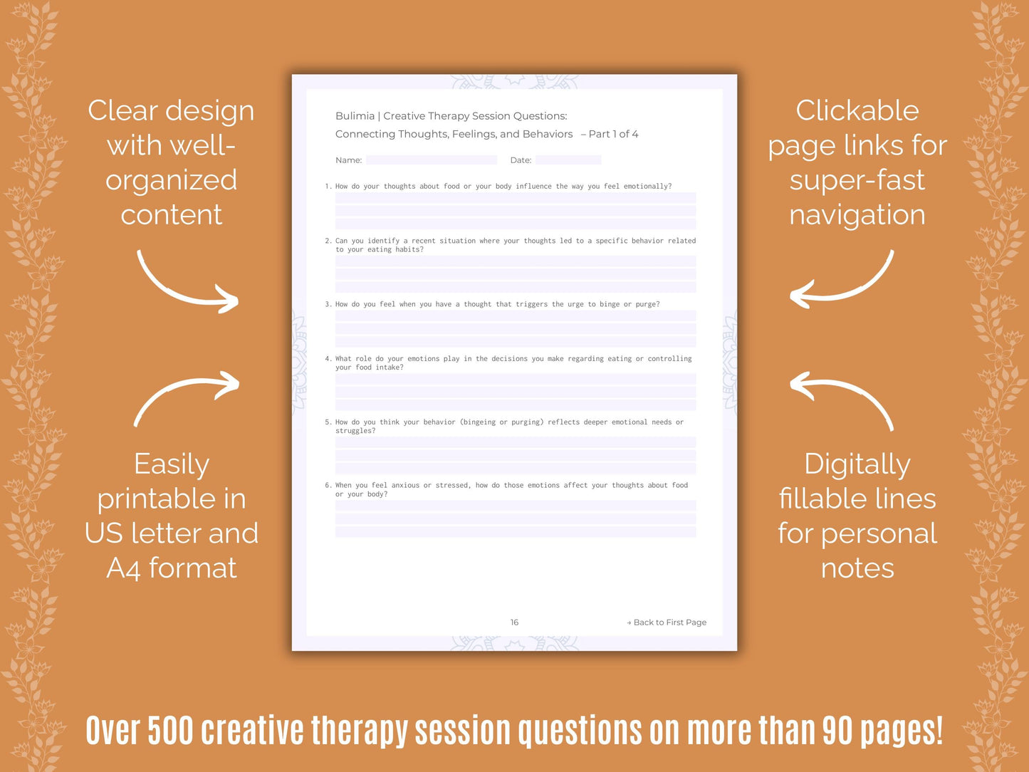 Bulimia Creative Therapy Counseling Templates