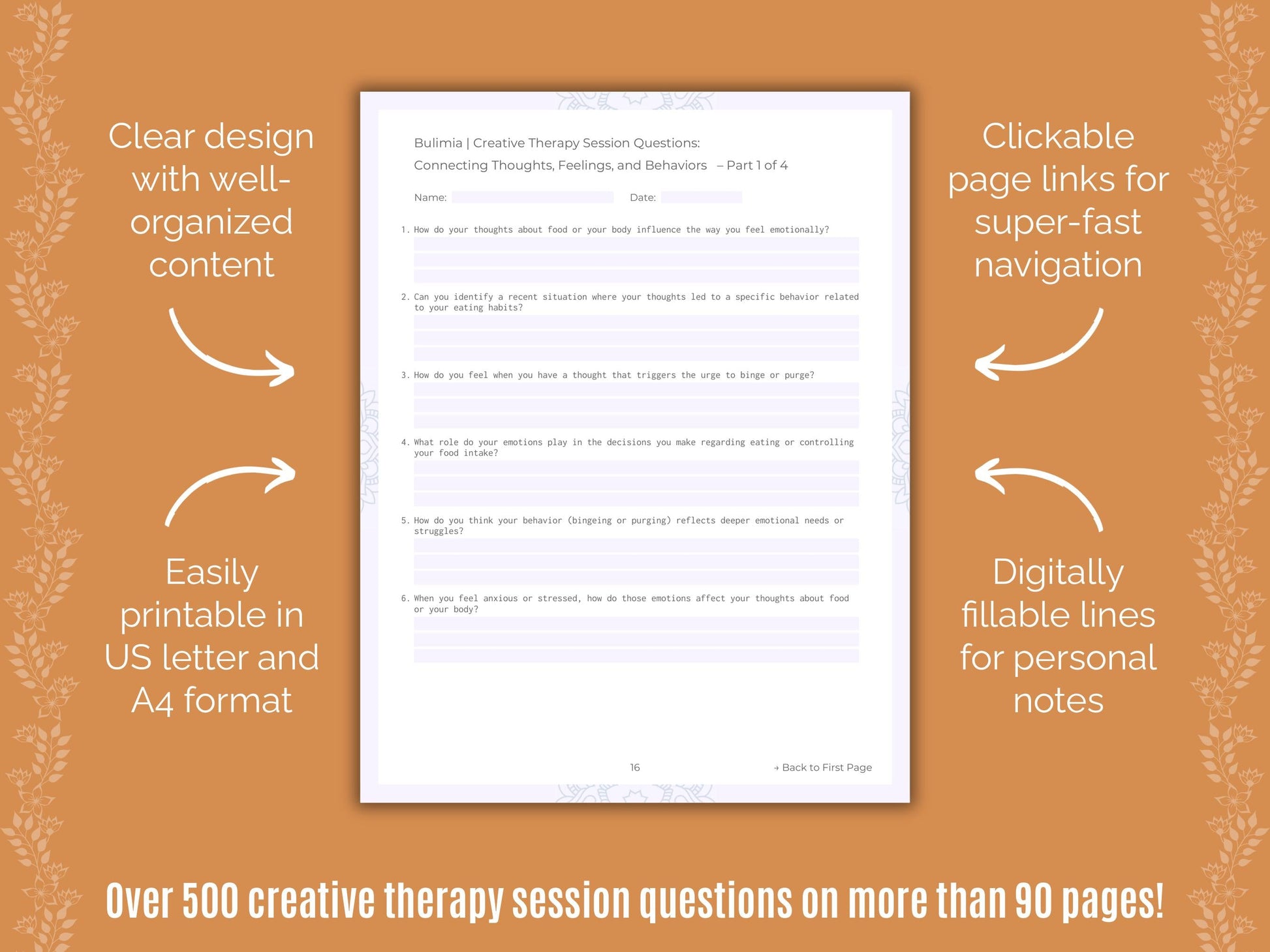 Bulimia Creative Therapy Counseling Templates