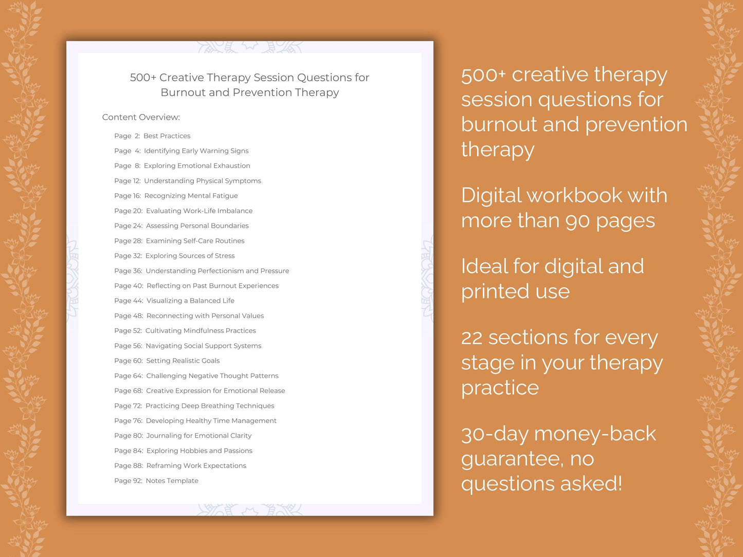 Burnout and Prevention Creative Therapy Therapist Worksheets