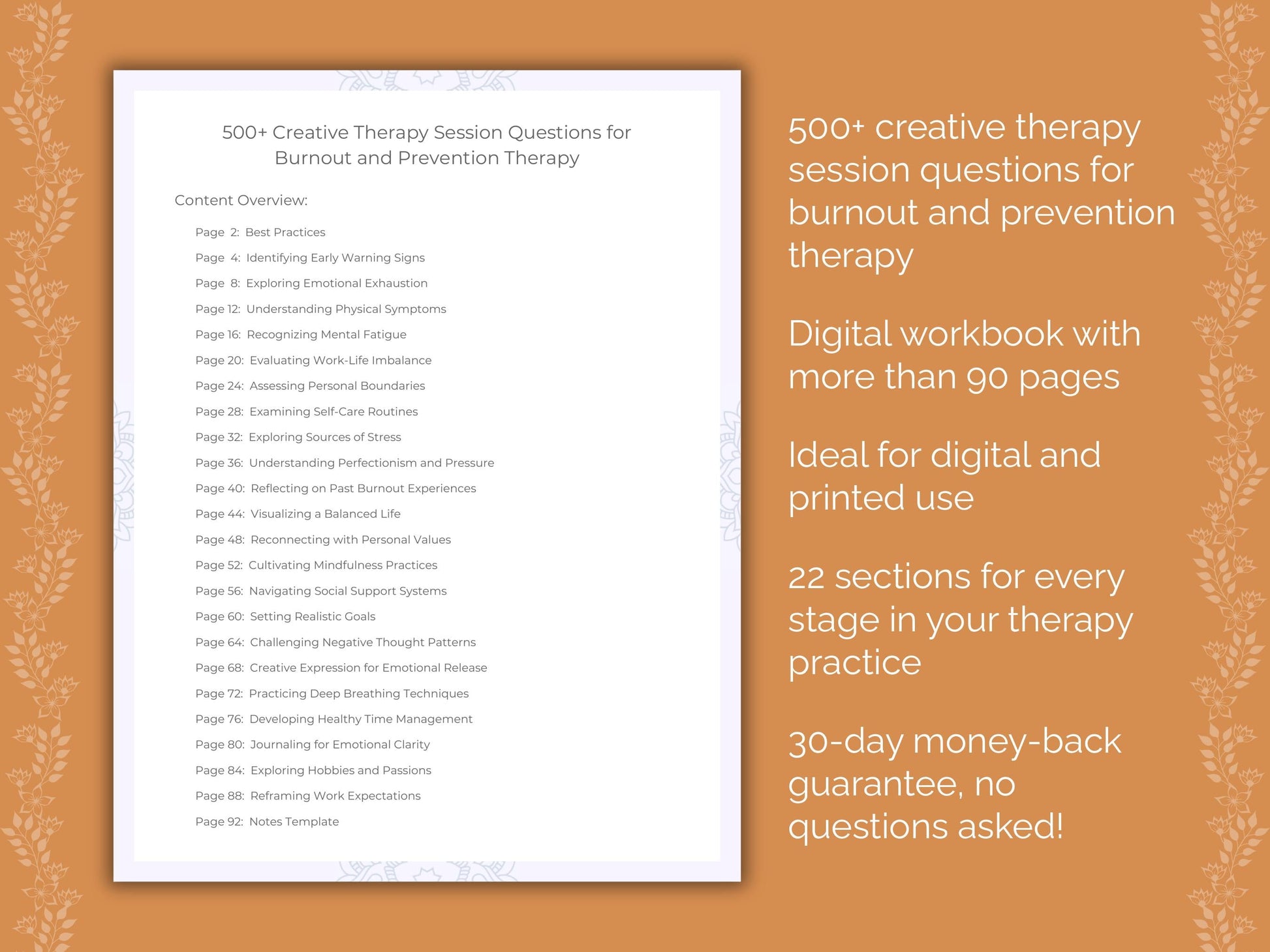 Burnout and Prevention Creative Therapy Therapist Worksheets