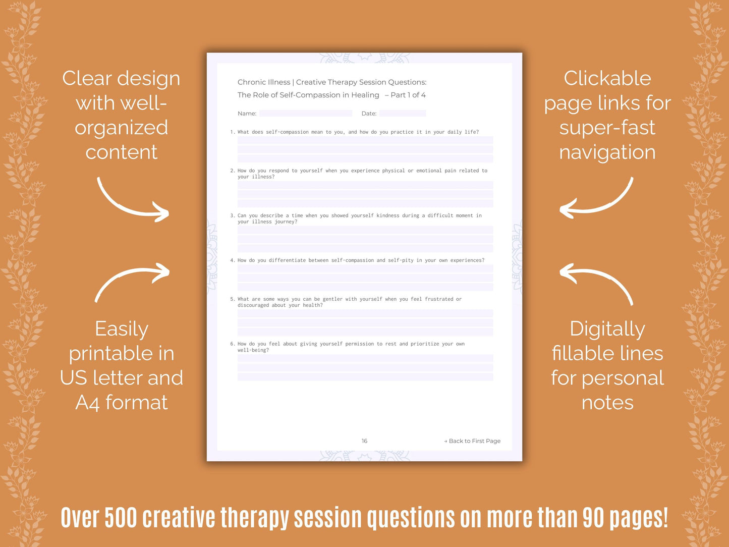 Chronic Illness Creative Therapy Counseling Templates