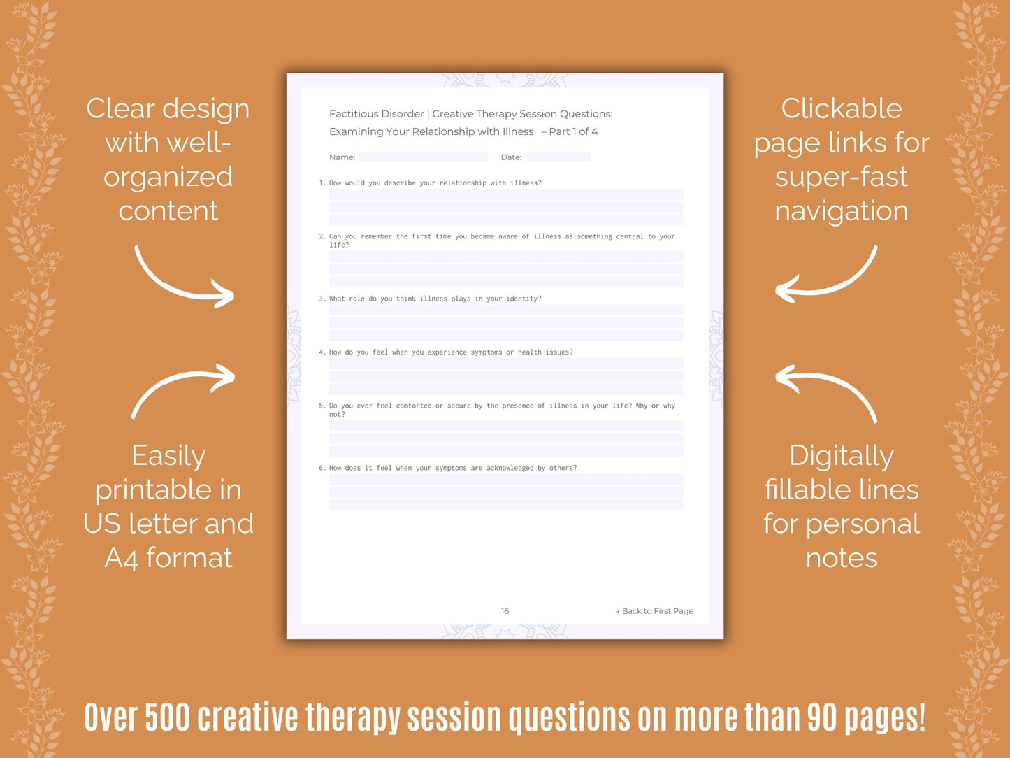 Factitious Disorder Creative Therapy Counseling Templates