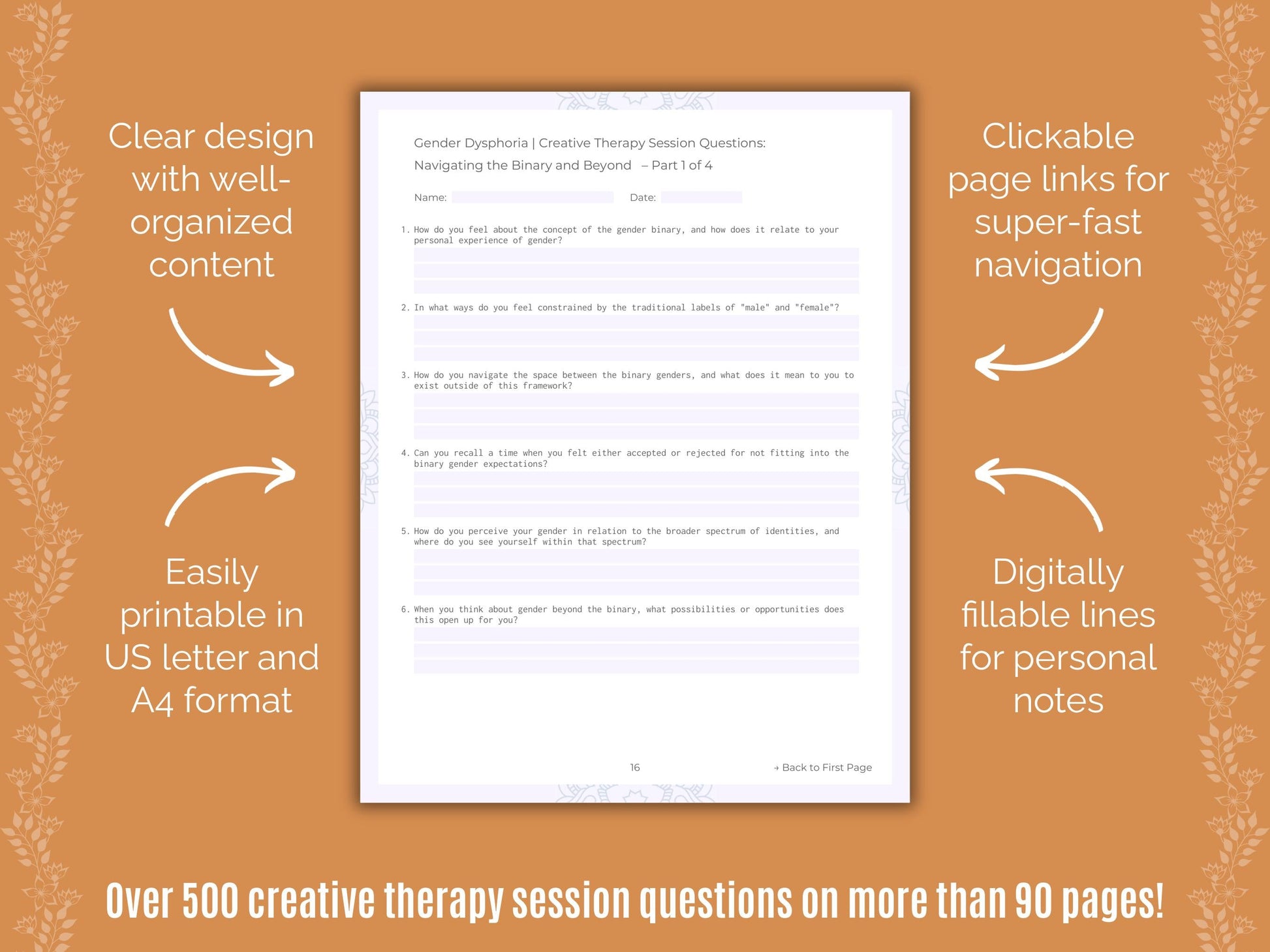 Gender Dysphoria Creative Therapy Counseling Templates