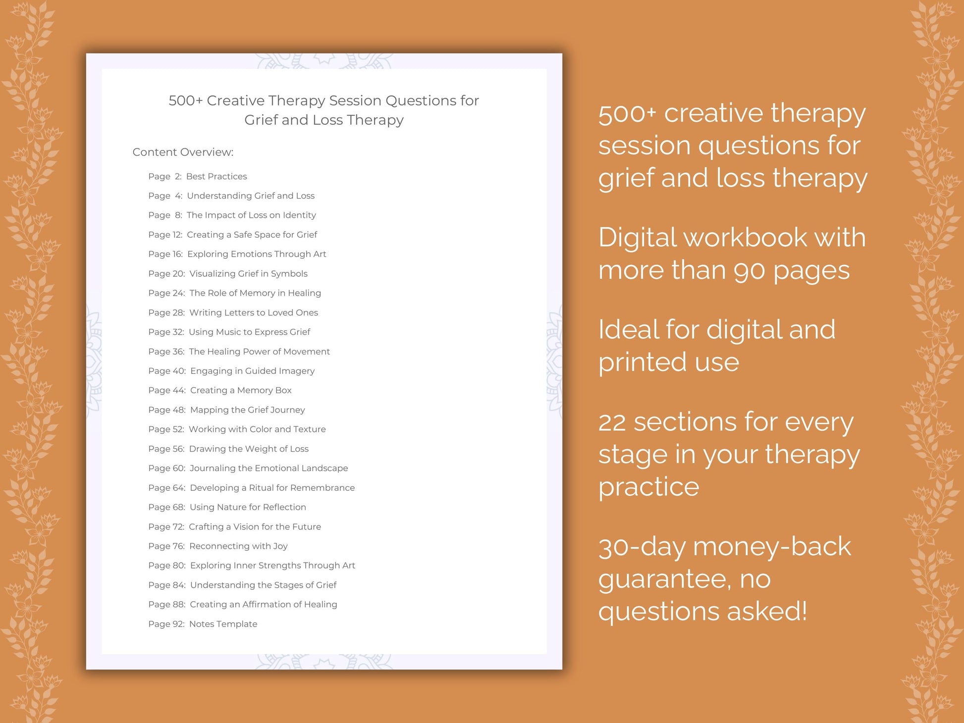 Grief and Loss Creative Therapy Therapist Worksheets