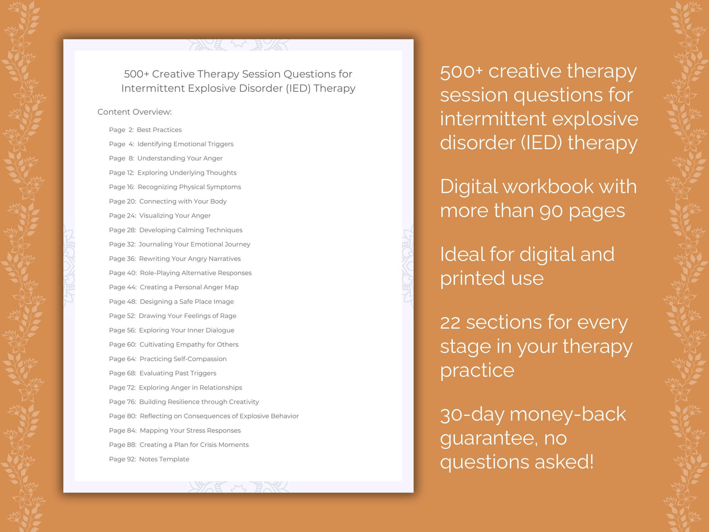 Intermittent Explosive Disorder (IED) Creative Therapy Therapist Worksheets