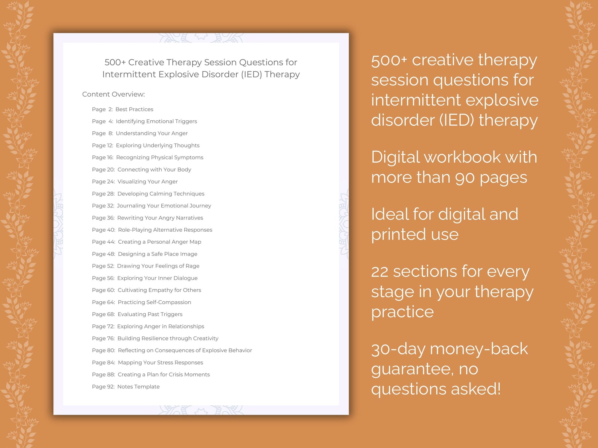 Intermittent Explosive Disorder (IED) Creative Therapy Therapist Worksheets