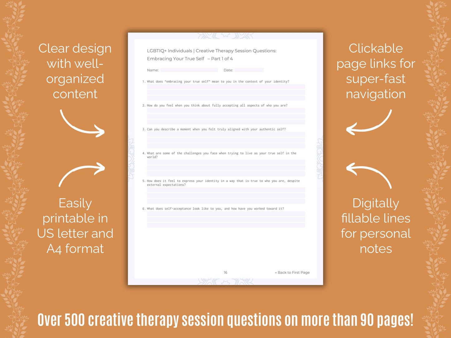 LGBTIQ+ Individuals Creative Therapy Counseling Templates