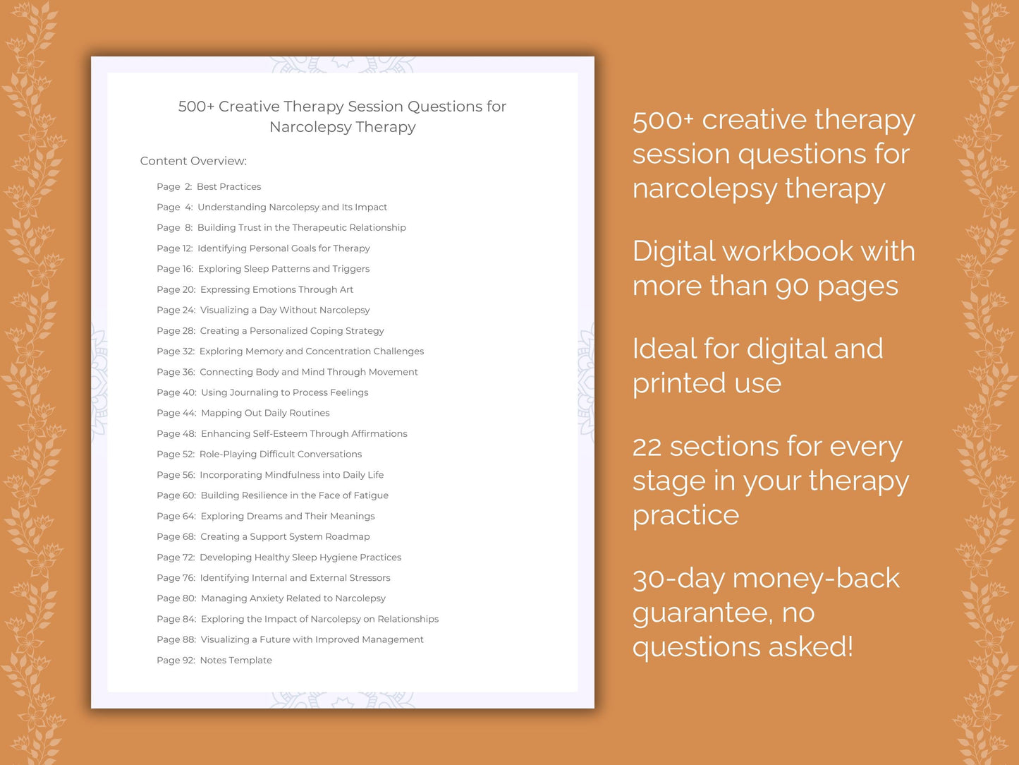 Narcolepsy Creative Therapy Therapist Worksheets