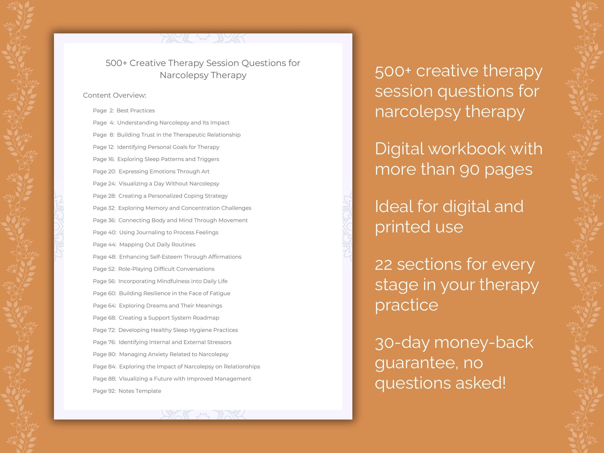 Narcolepsy Creative Therapy Therapist Worksheets