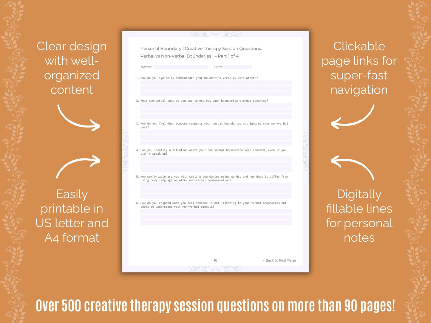 Personal Boundary Creative Therapy Counseling Templates