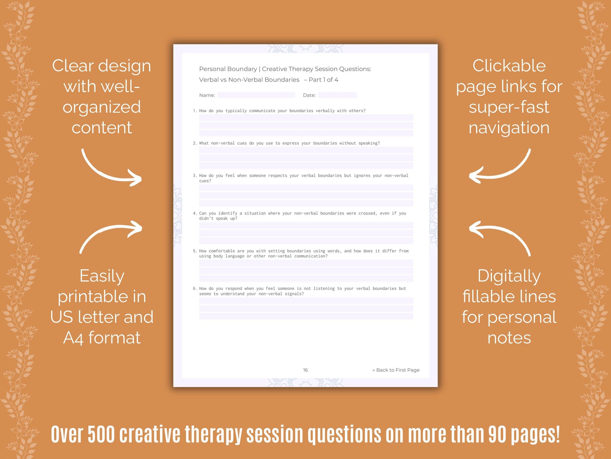 Personal Boundary Creative Therapy Counseling Templates