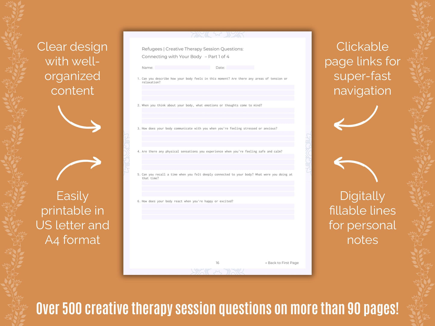 Refugees Creative Therapy Counseling Templates